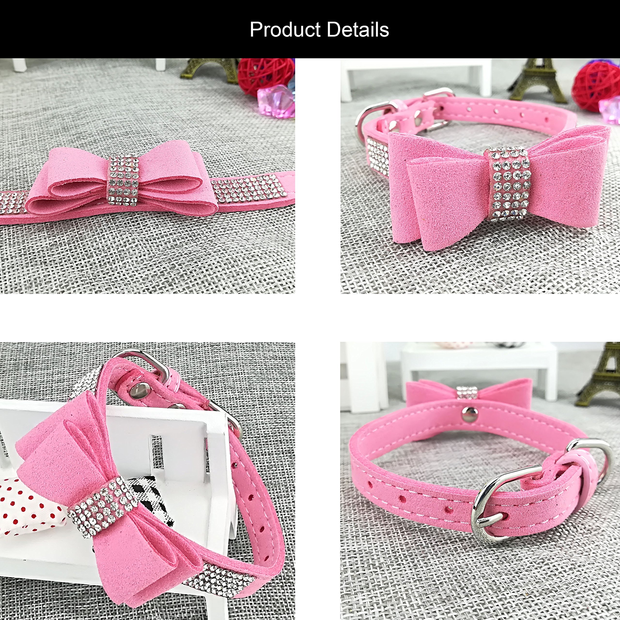 Stylish Dog Collar with Bow Tie & Matching Leash Set - Sparkling Bling Pet Accessories for Small Dogs & Puppies | Perfect for Daily Walks, Pet Parties & Photo Shoots
