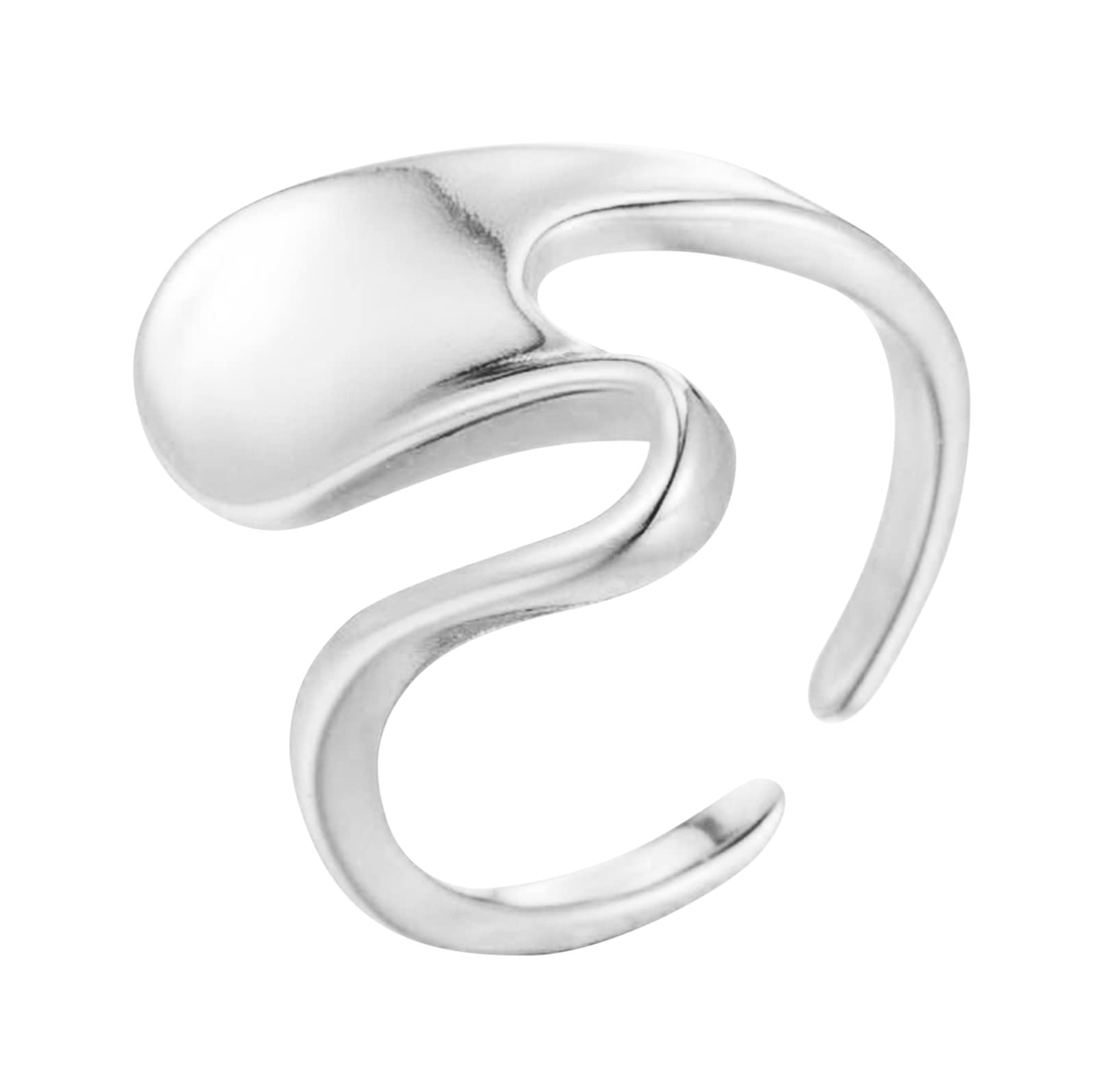 KEERADS Gold Plated Adjustable Opal Stacking Rings for Women - Geometric Opening Wave Ring Set, Western Boho Jewelry (Size B, One Size) | Perfect for Layering, Gift Giving & Everyday Wear