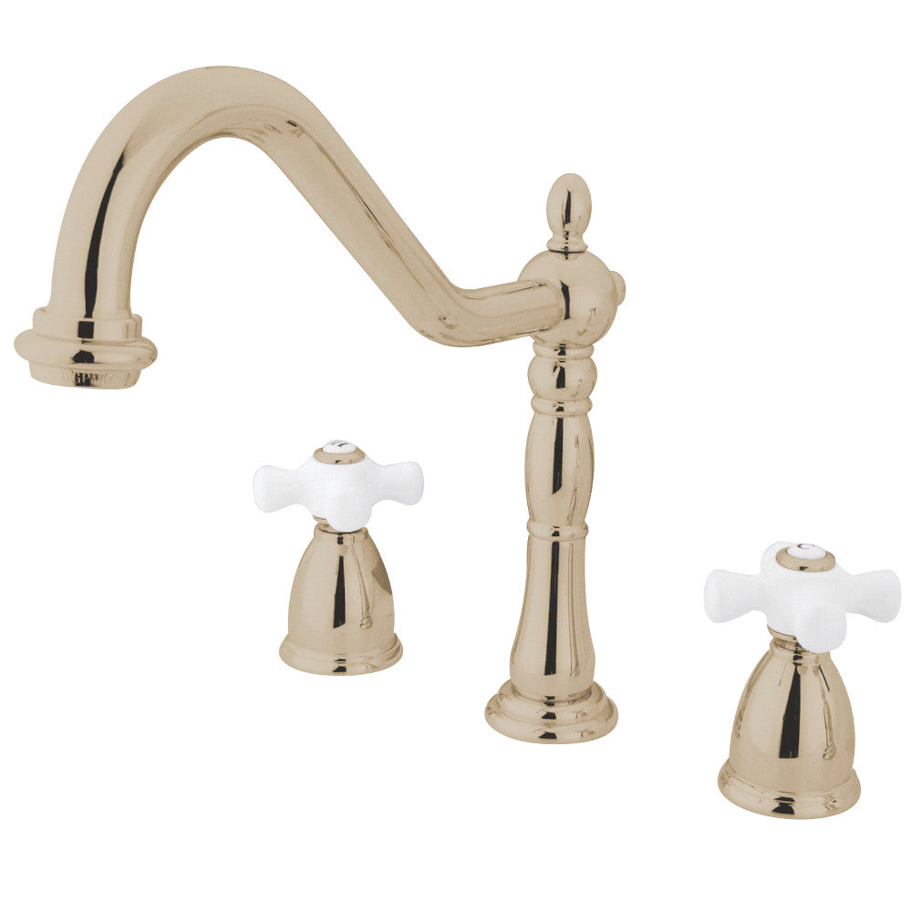 Kingston Brass KB1799PXLS Widespread Kitchen Faucet - Stainless Steel Finish, High Arc Spout, Dual Handle Design for Modern Kitchens | Perfect for Sink Cleaning, Dishwashing & Food Prep