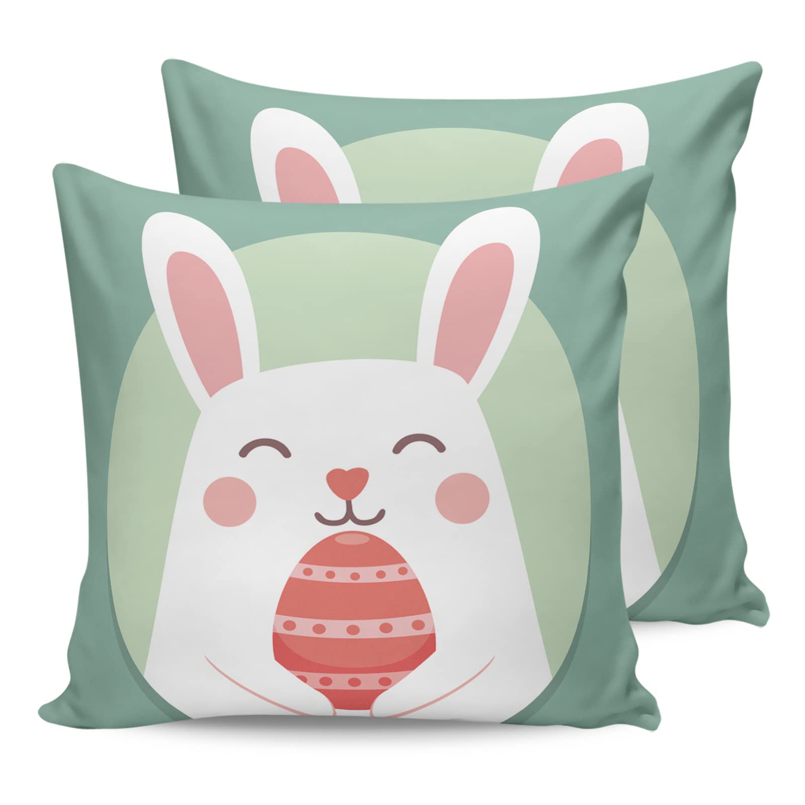 Fandim 20x20 Inch Easter Bunny Pillow Covers Set of 2 - Cute Cartoon Rabbit Decorative Throw Pillow Cases for Sofa, Couch, Bedroom Decor - Perfect for Easter Home Decor and Spring Living Room Accents