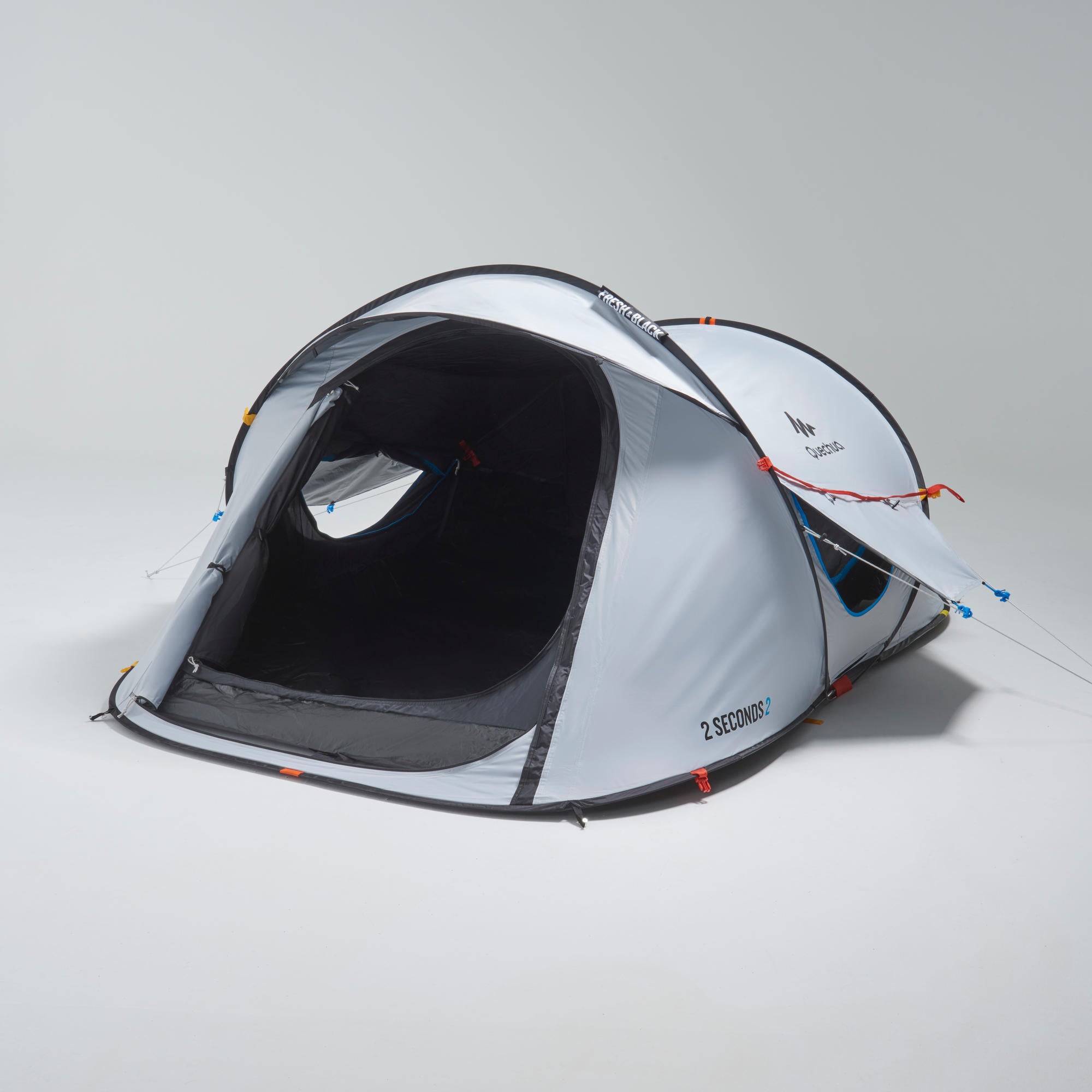 Quechua 2 Second Fresh & Black Waterproof Pop Up Camping Tent for 2 Person - Lightweight Instant Setup for Hiking, Backpacking & Outdoor Adventures