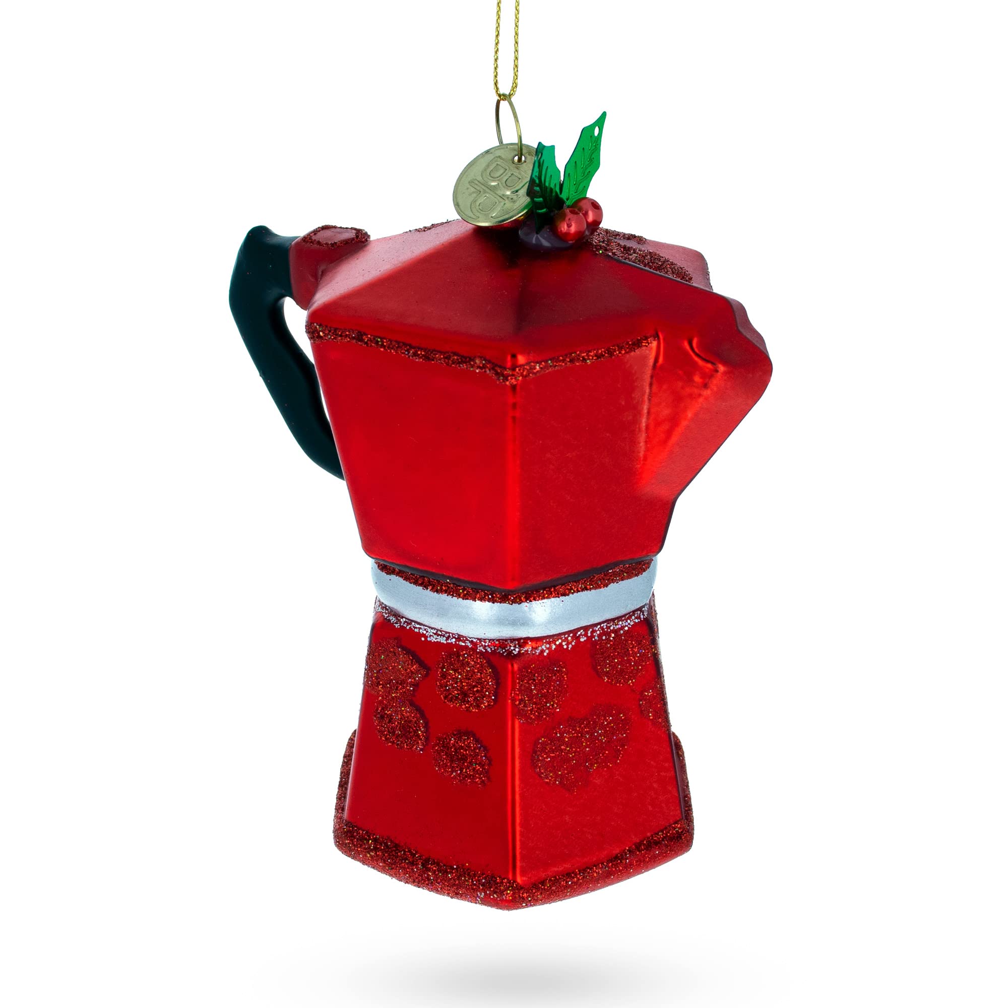 Premium Espresso Maker Coffee Lover Glass Ornament - Handcrafted Christmas Tree Decoration for Coffee Enthusiasts | Perfect for Holiday Gifts, Home Decor, and Office Festive Atmosphere