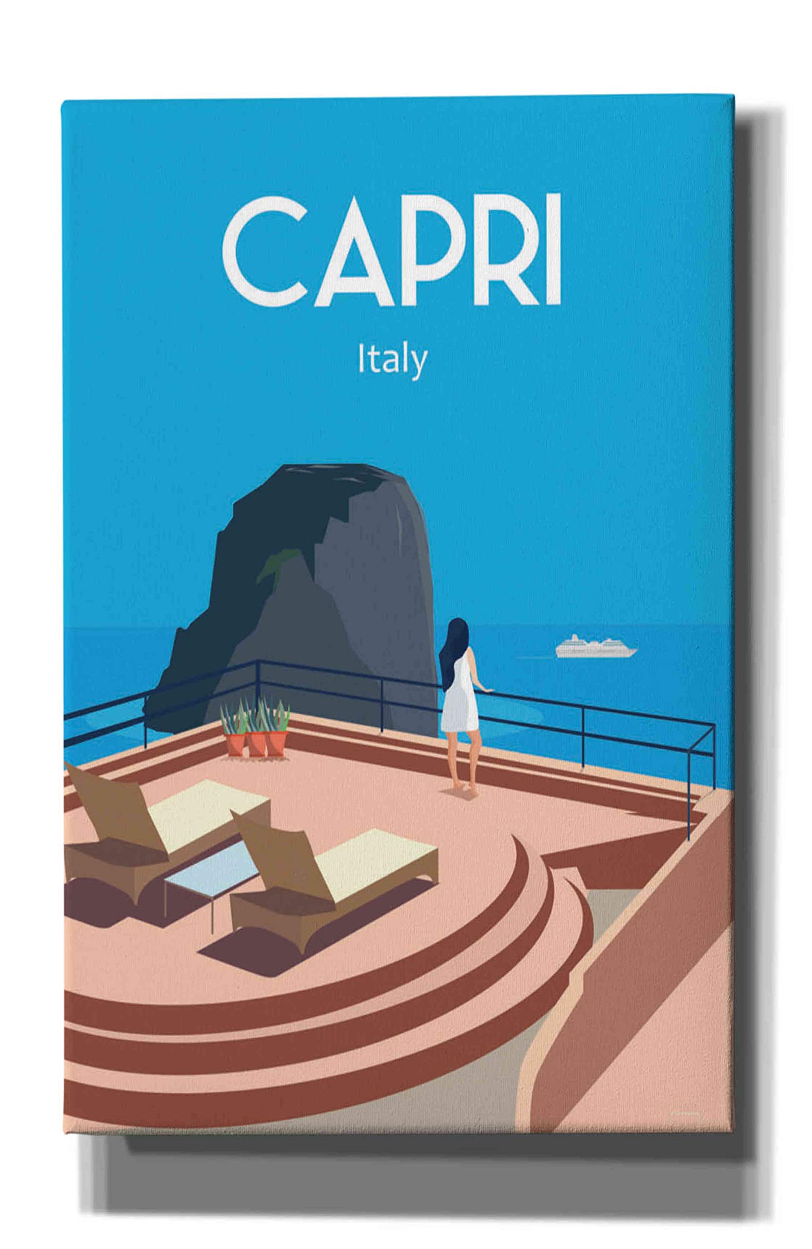 Epic Graffiti 'Capri Italy' Wall Art Print by Arctic Frame - 26x40 Inch Stretched Canvas Painting - Modern Home Decor for Living Room, Bedroom & Office
