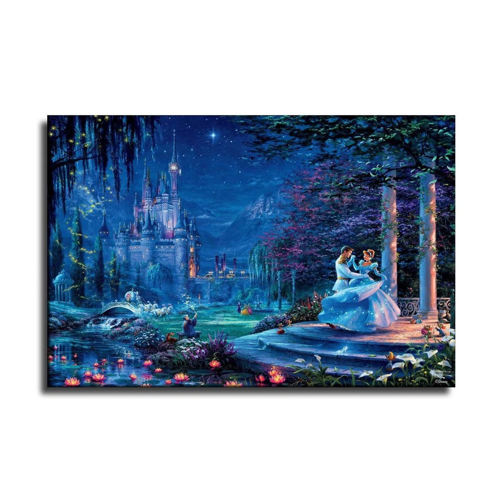 HHOOO Castle - Cinderella Dancing in The Starlight Canvas Wall Art Poster, 08x12inch (20x30cm) - Elegant Home Decor for Living Room, Bedroom & Office - Perfect Gift for Disney Fans & Princess Lovers