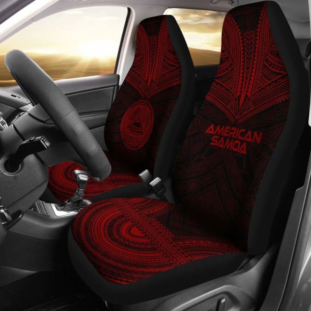 American Samoa Car Seat Cover with Polynesian Chief Tattoo Design - Red Version (10-174914) | Durable Protection for Cars, Trucks & SUVs | Perfect for Travel & Daily Commute