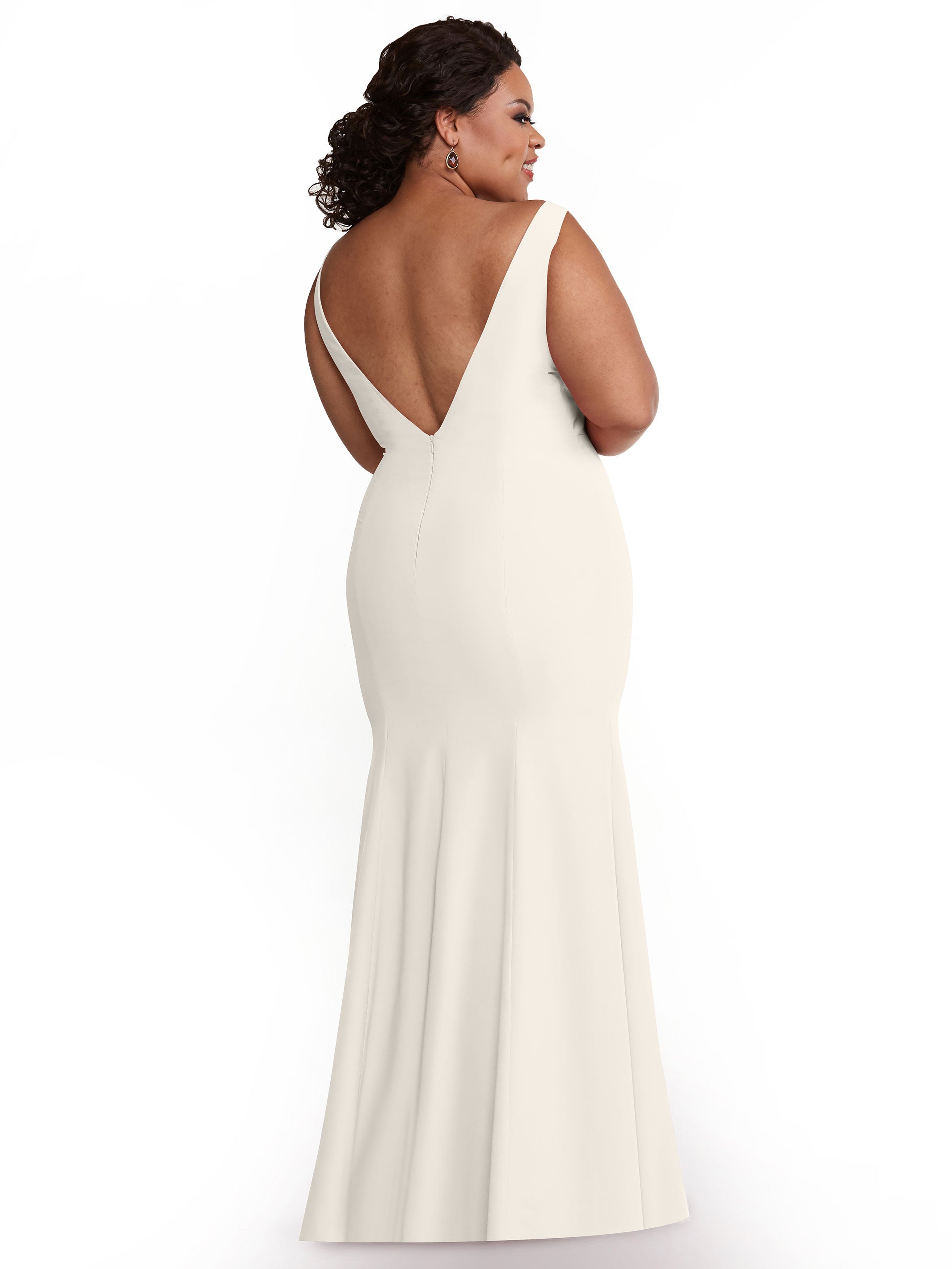 Elegant 83010 Mermaid Stretch Chiffon Bridesmaid Dress with Plunging V-Neckline - Perfect for Beach Weddings, Formal Events & Evening Parties