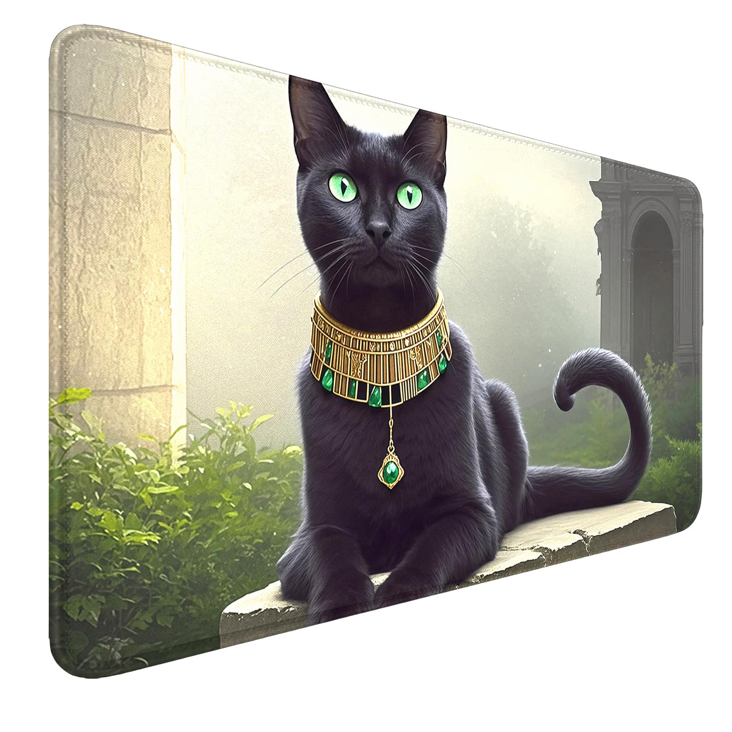 Premium Stitched Edge MTG Playmat - Non-Slip Rubber Base Cat TCG Game Mat (24
