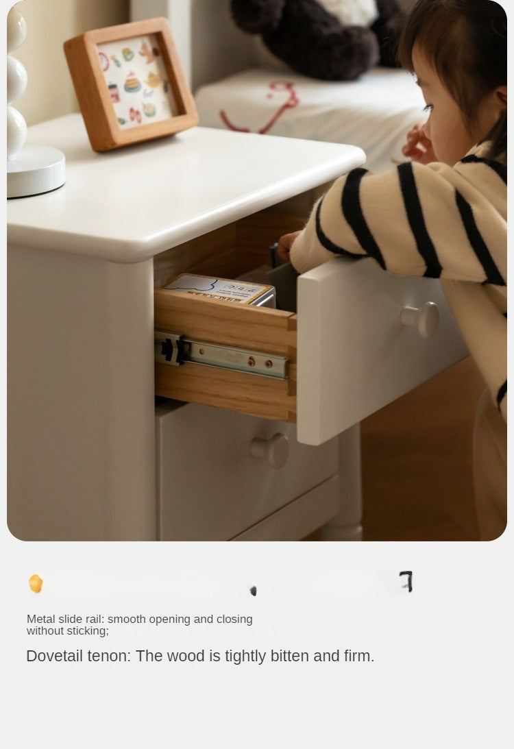 Solid Wood Poplar Kids Nightstand - American White Bedside Table for Children's Room, Nursery, or Playroom - Durable & Stylish Furniture for Bedtime Storage