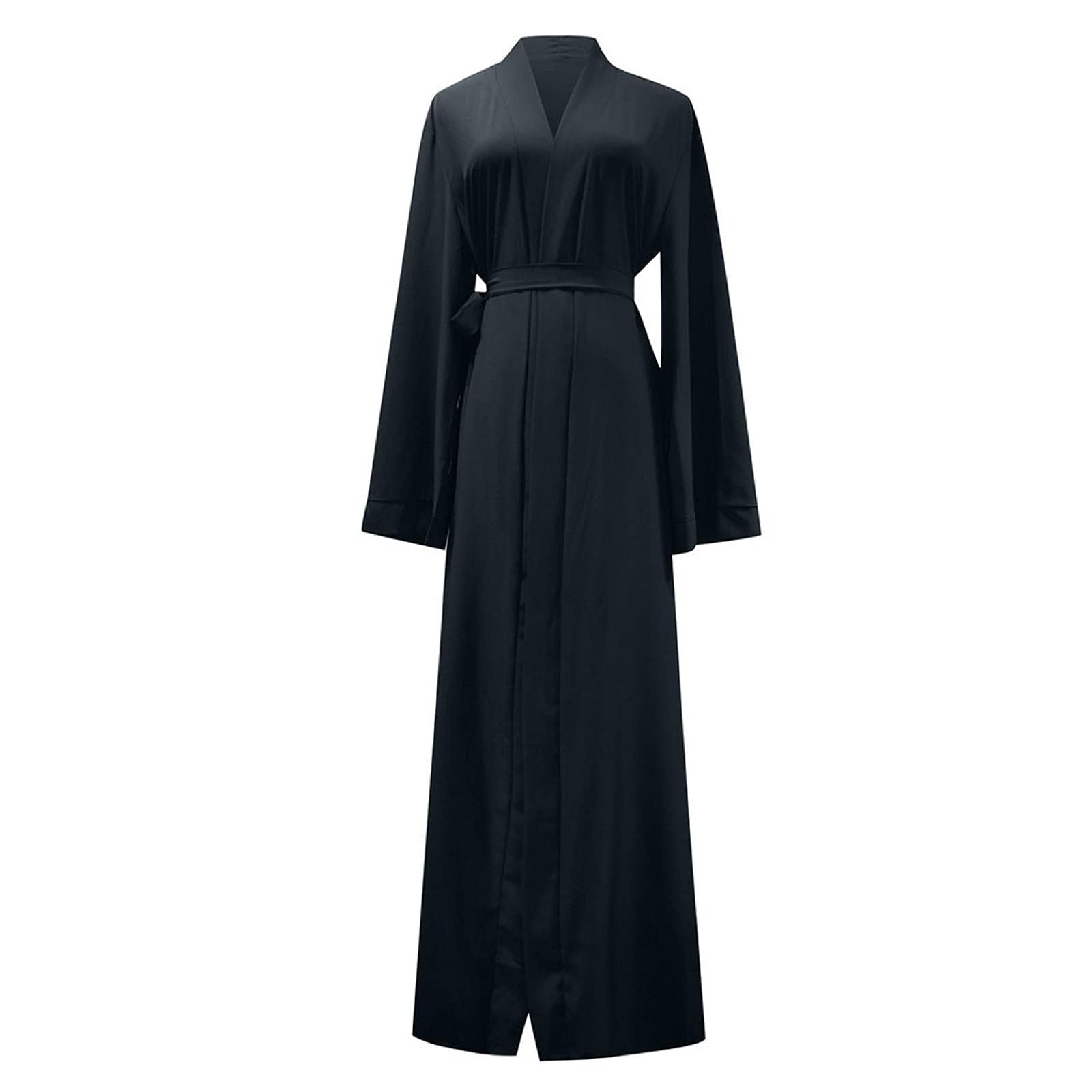 Women's Plus Size V-Neck Long Sleeve Dress with Pockets - Casual Islamic Abaya Cardigan for Ramadan, Swimwear Cover-Up & Everyday Wear