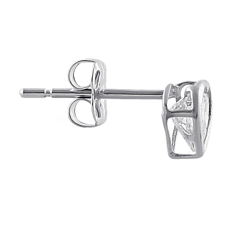 14K White Gold Heart Cut CZ Stud Earrings for Women - 4mm Sparkling Cubic Zirconia Earrings for Valentine's Day, Anniversary & Romantic Gifts