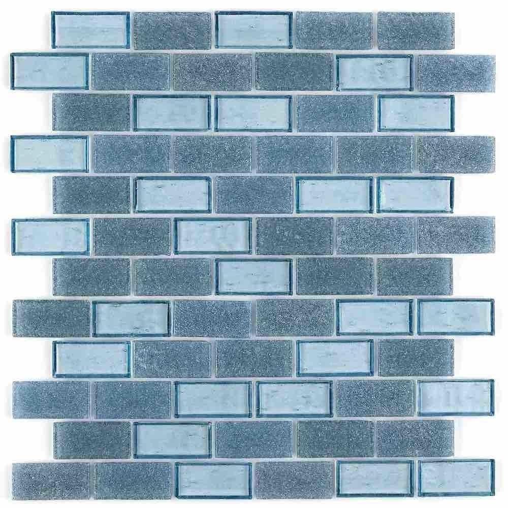 Iridescent Recycled Glass Tile Gray 1 x 2 - Eco-Friendly Mosaic for Kitchen Backsplash, Bathroom Wall & DIY Home Decor