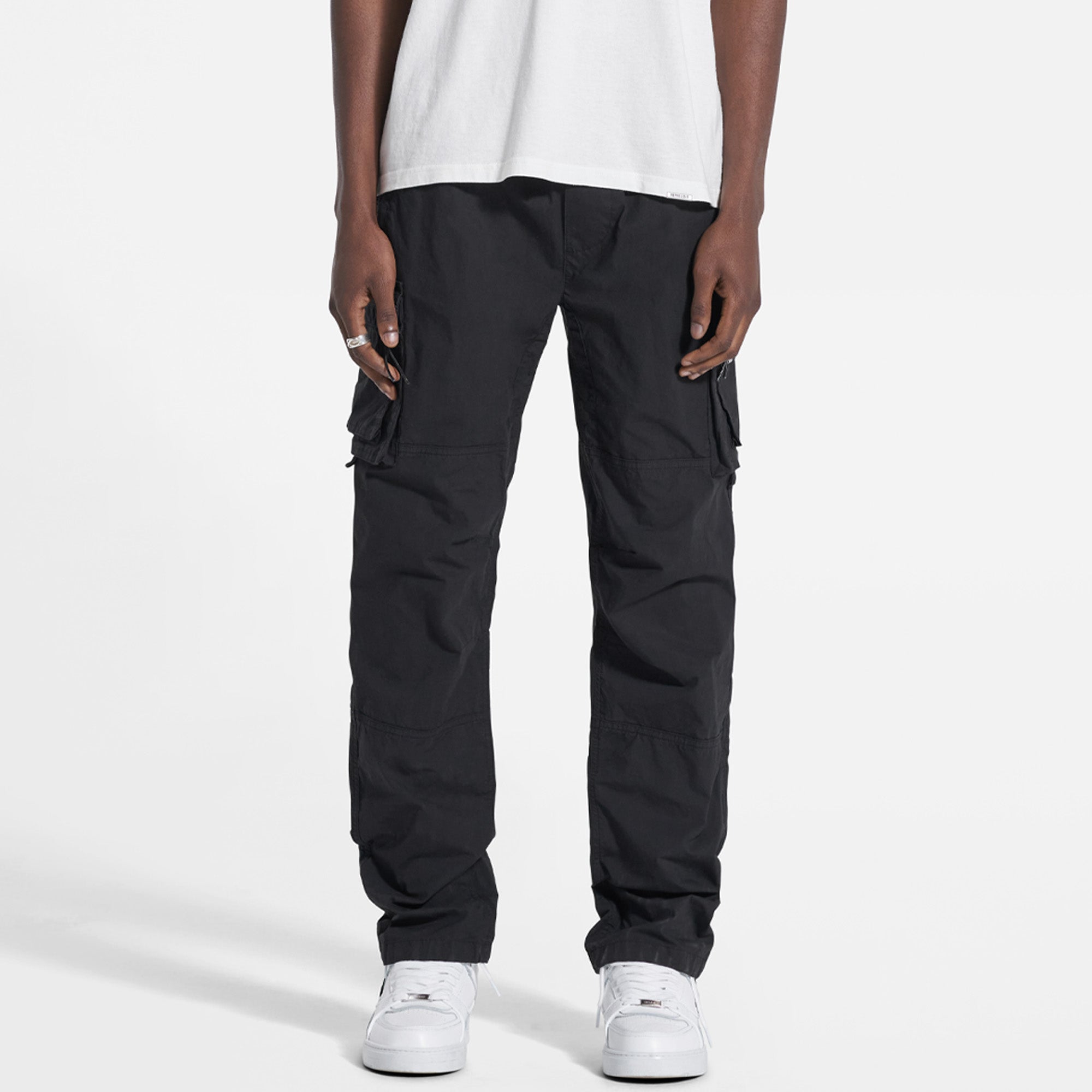 Men's Black Cargo Pants with Multiple Pockets - Durable Work Pants for Outdoor Activities, Hiking, and Casual Wear