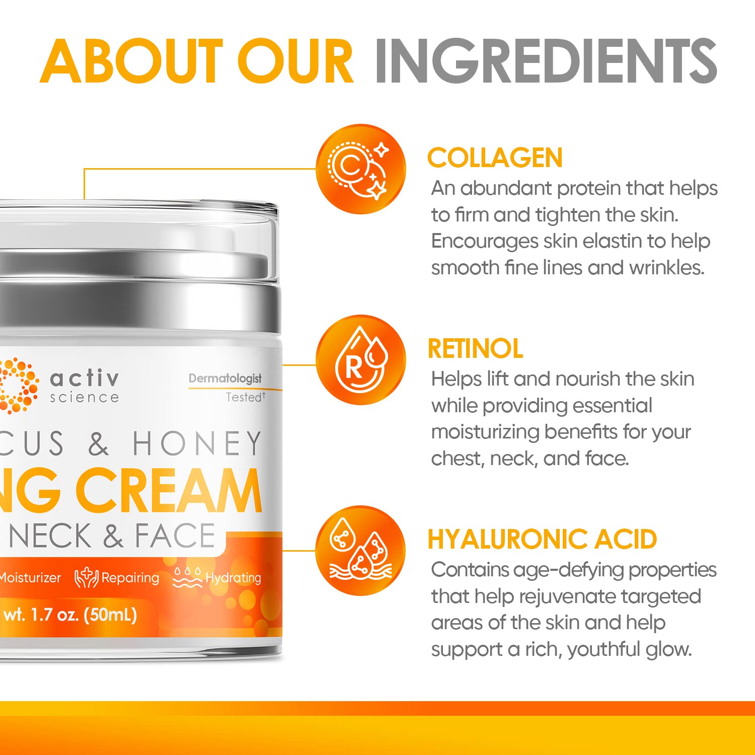 Hibiscus & Honey Firming Cream for Neck & Face - Skin Tightening & Smoothing Lotion with Collagen & Hyaluronic Acid - Reduces Wrinkles & Fine Lines - 1.7 oz - Perfect for Night Routine & Anti-Aging Care