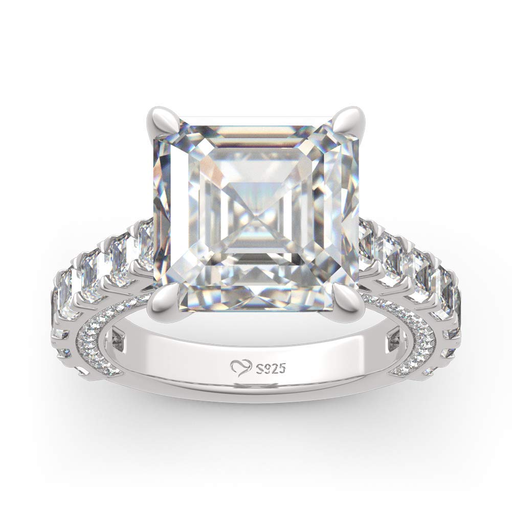 Jeulia Sterling Silver Princess Cut Cubic Zirconia Floral Halo Wedding Ring Set for Women - Elegant Promise, Engagement & Anniversary Band - Perfect for Bridal, Vow Renewal & Special Occasions