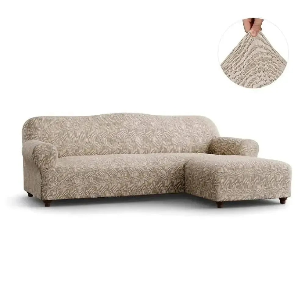 L Shaped Sofa Slipcover with Right Chaise - Jacquard 3D Collection | Perfect for Living Room, Sectional Couch Protection & Home Decor