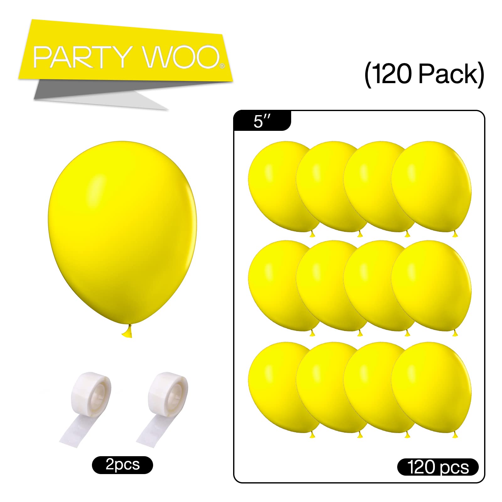 120 Pcs 5 Inch Matte Yellow Latex Balloons for Party Decor - Bulk Yellow Balloons for Balloon Garland, Arch, Birthday Party, Baby Shower Decorations (Yellow-Y55) | Perfect for Birthday Parties, Baby Showers & Wedding Decorations