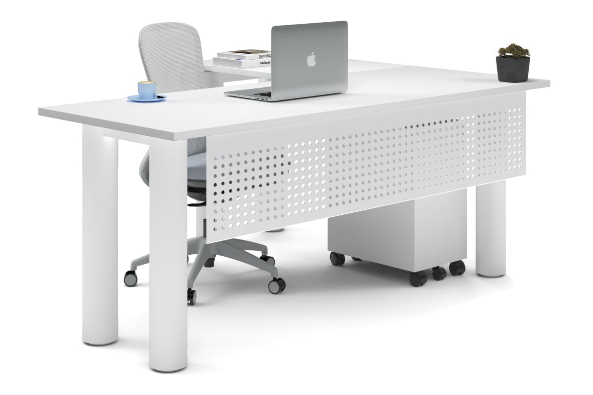 Premium L-Shaped Corner Office Desk with Quadro Cylinder Legs - 1800L x 1450W - Perfect for Home Office, Gaming Setup & Workspace Organization