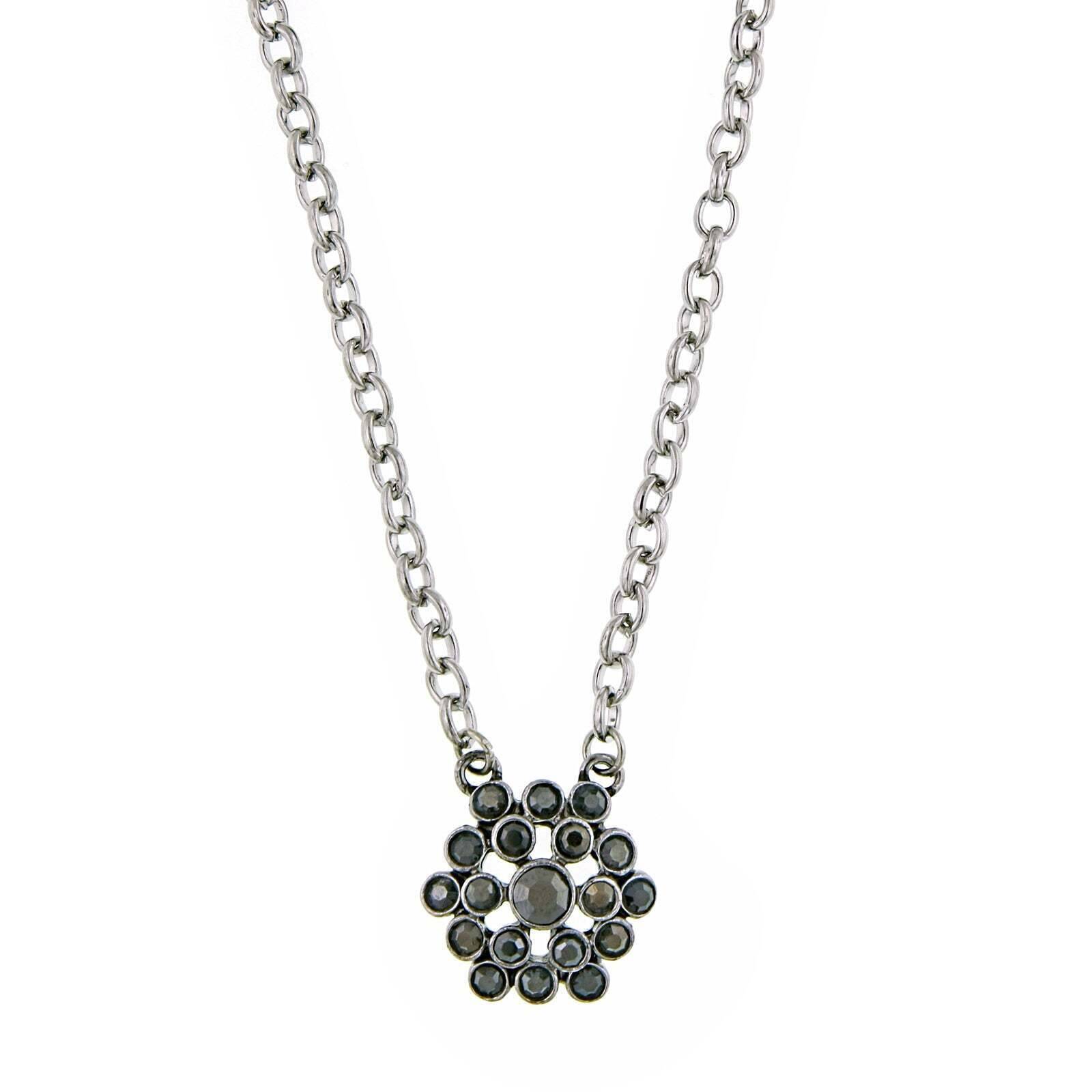 1928 Jewelry Hematite Cluster Pendant Necklace with 16+3 Inch Extender Chain - Elegant Gothic Jewelry for Women, Perfect for Parties, Weddings and Everyday Wear