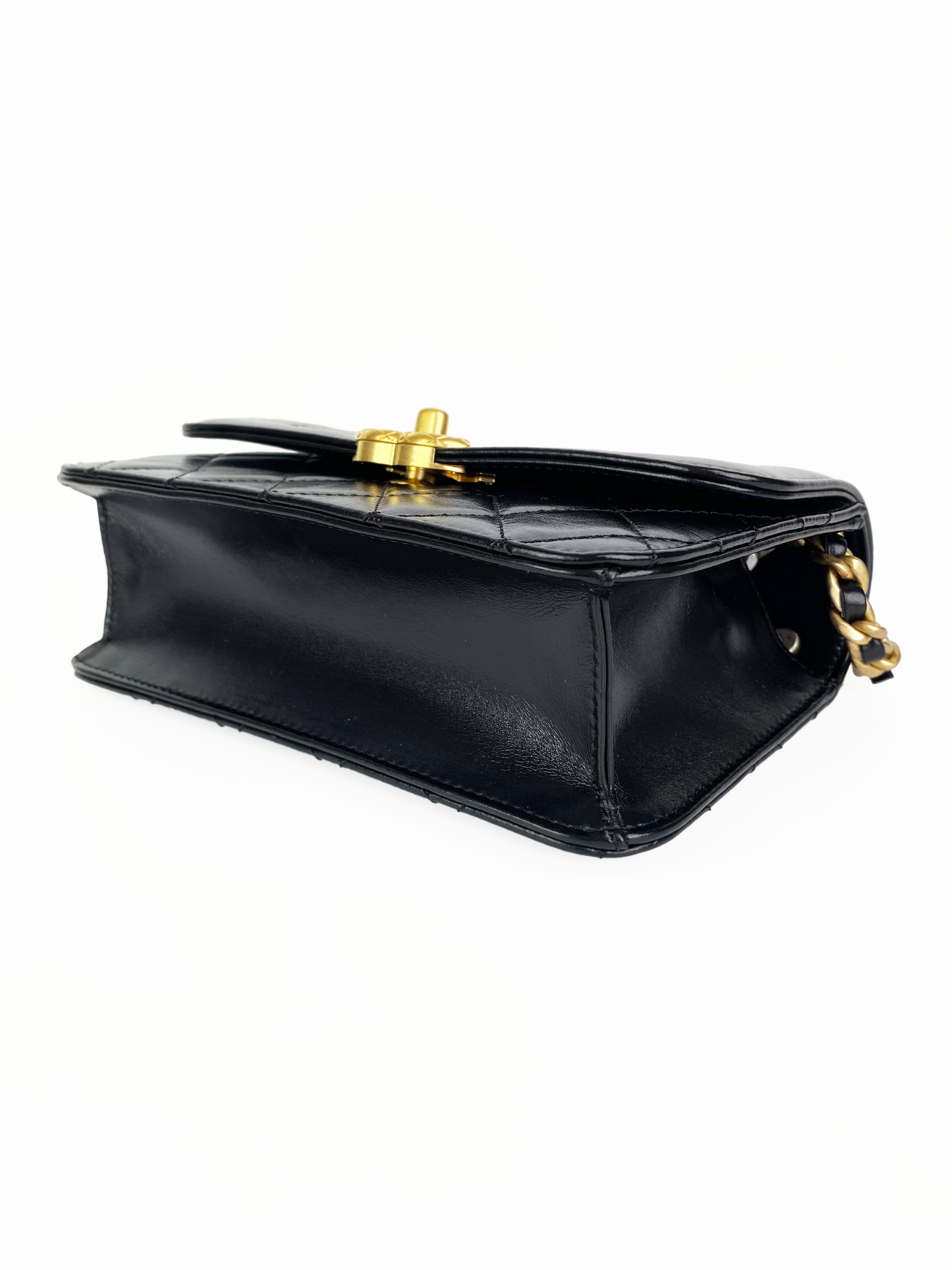 Chanel Small Black Square Flap Bag with Gold Handles - Luxury Designer Crossbody Purse for Women | Perfect for Evening Parties, Date Nights & Special Occasions