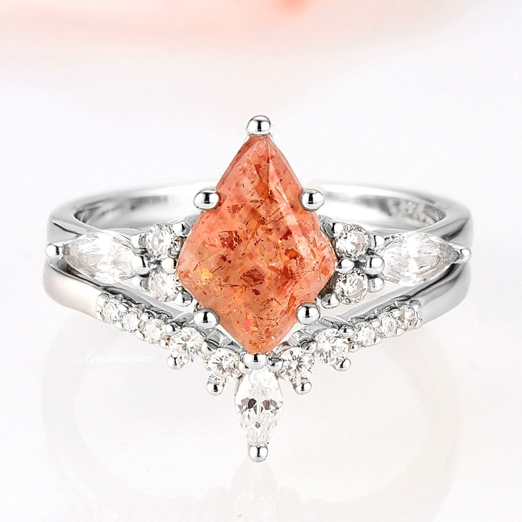 Skye Kite™ Natural Sunstone Ring Set - Sterling Silver Jewelry for Women, Elegant Gemstone Rings for Everyday Wear & Special Occasions