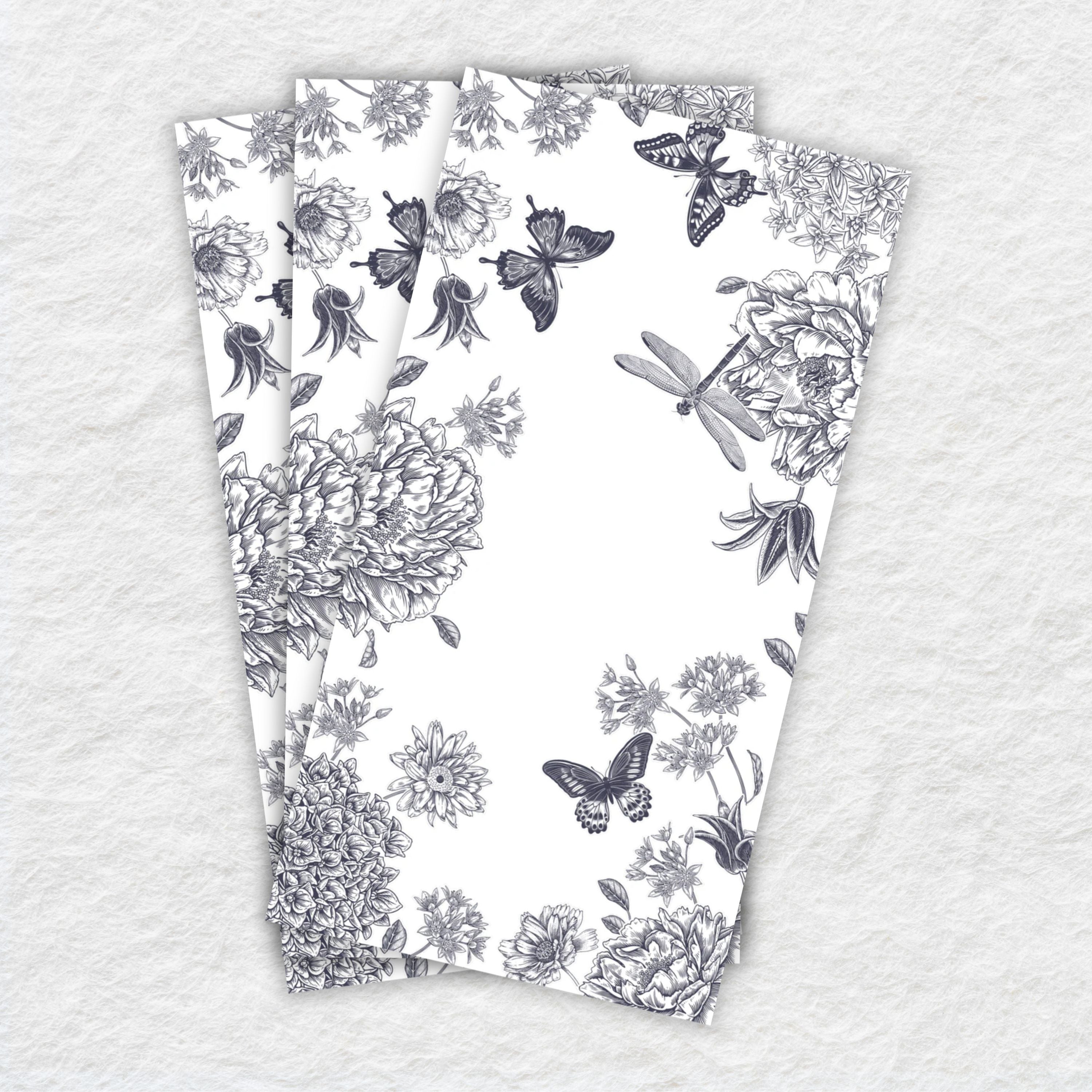 Premium Disposable Linen-Like Paper Guest Towels - 16 Pack Elegant Dragonfly Toile Black Design - Perfect for Bathrooms, Parties, Weddings & Upscale Events