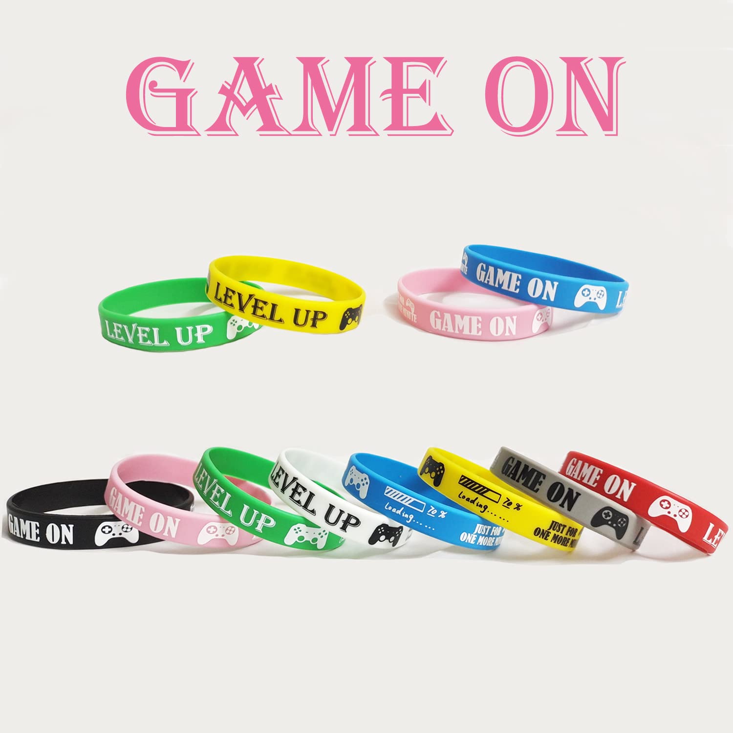 48-Pack Video Game Themed Rubber Bracelets - Controller Design Silicone Wristbands for Gaming Parties, Birthday Decorations, Prizes & Goodie Bag Favors - Perfect for Cosplay, LAN Parties & Gamer Gifts
