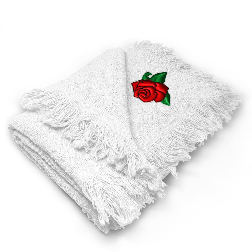 Custom Embroidered Baby Blankets for Boys & Girls - Soft Nursery Bedding with Rose Floral Design | Perfect for Cribs, Strollers & Gift Giving