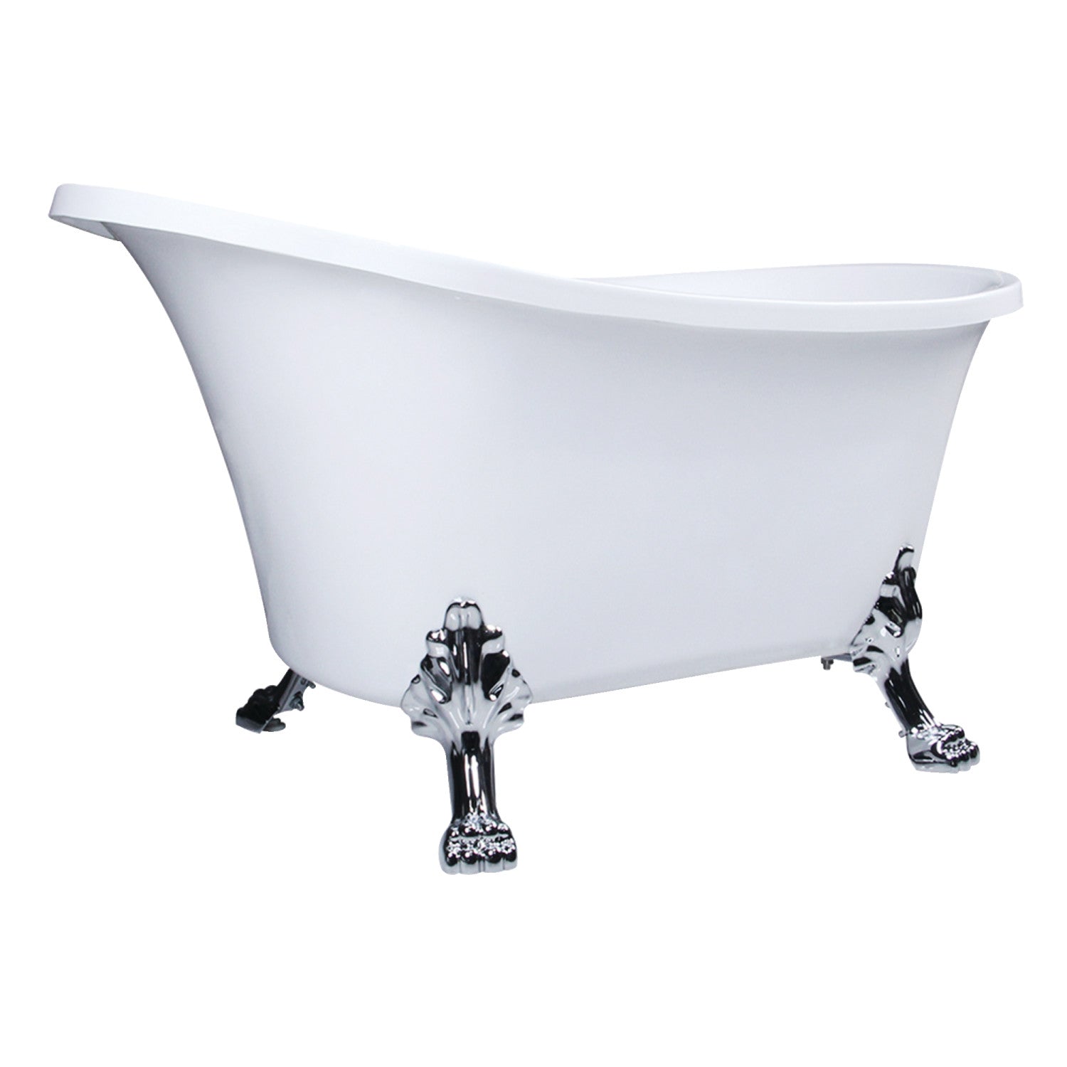 Aqua Eden 51 Inch Acrylic Oval Double Slipper Clawfoot Bathtub - Glossy White with Polished Chrome - Freestanding Soaking Tub for Spa-Like Bathroom Retreat - No Faucet Drillings - Perfect for Master Bathrooms and Luxury Home Renovations
