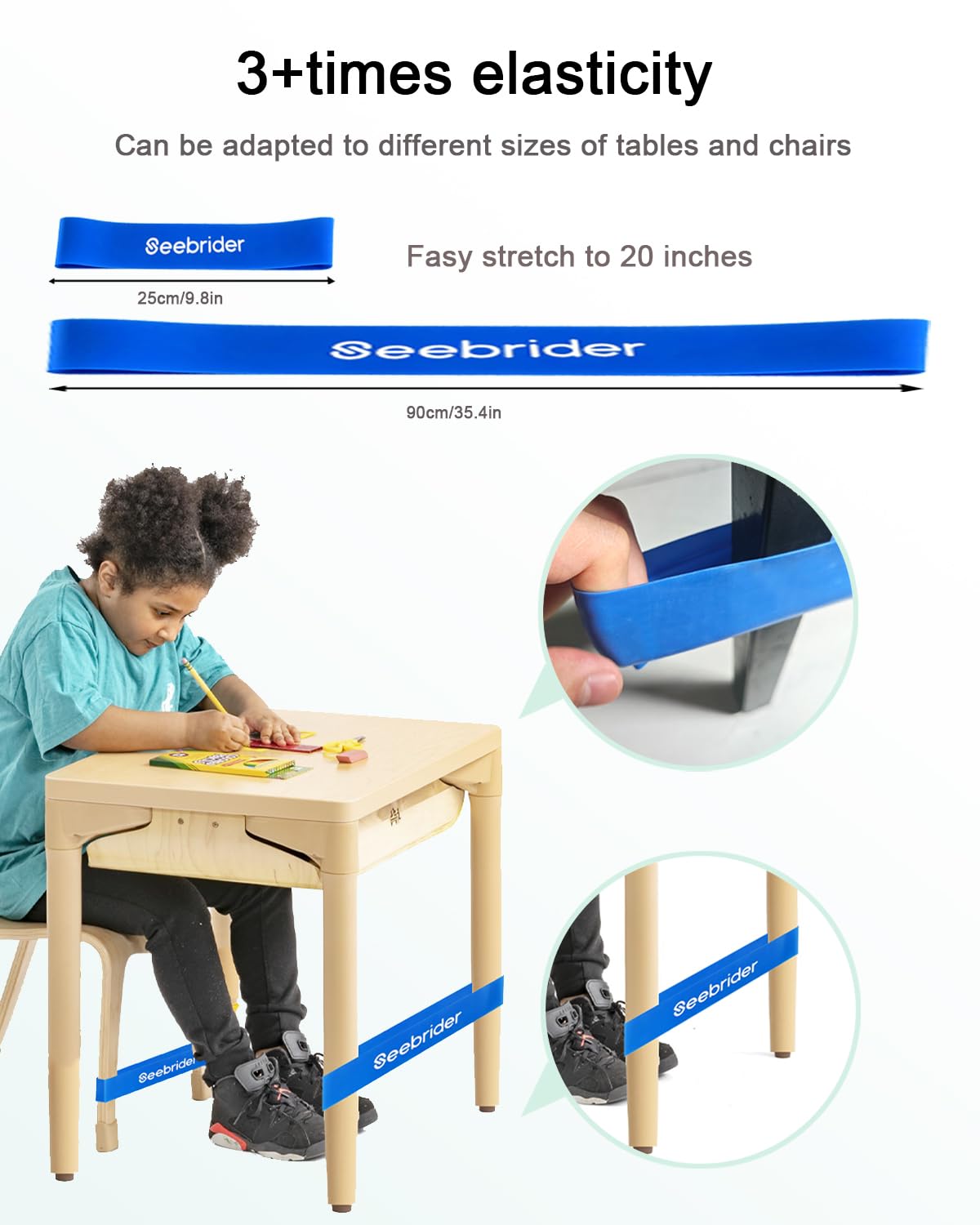 12 PCS Fidget Bands for Kids - Stretchable Chair Bands for Sensory Needs, ADHD & Fidgety Feet - Blue Classroom Foot Bands for Desks & Chairs - Improve Focus & Reduce Anxiety in School & Home Learning