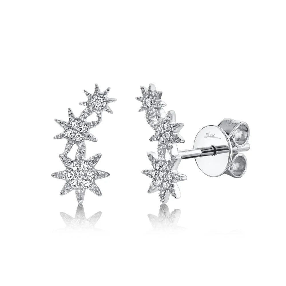 Sparkling Diamond Starburst Crawler Earrings for Women - Elegant Dangle Ear Jewelry for Parties, Weddings & Special Occasions