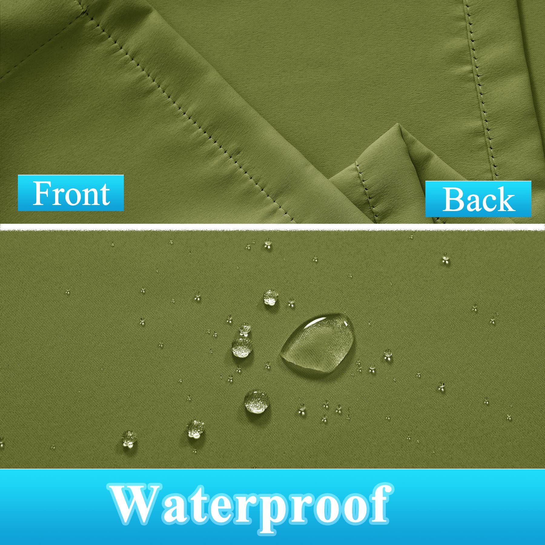Frelement Waterproof & Heat Insulated Outdoor Curtains - Olive 100