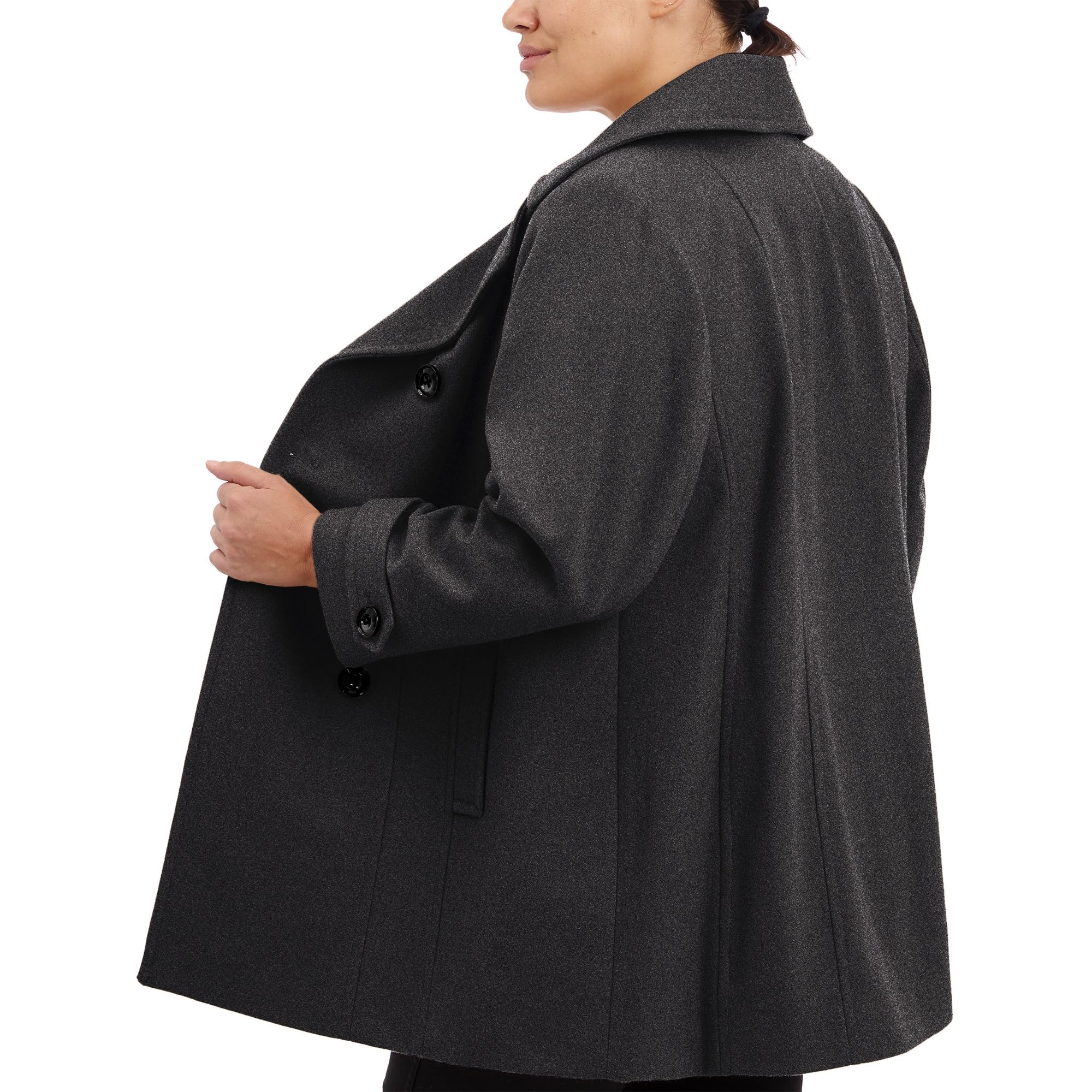 Anne Klein Women's Classic Double Breasted Wool Coat - Plus Size Winter Trench Coat for Office, Travel & Formal Occasions