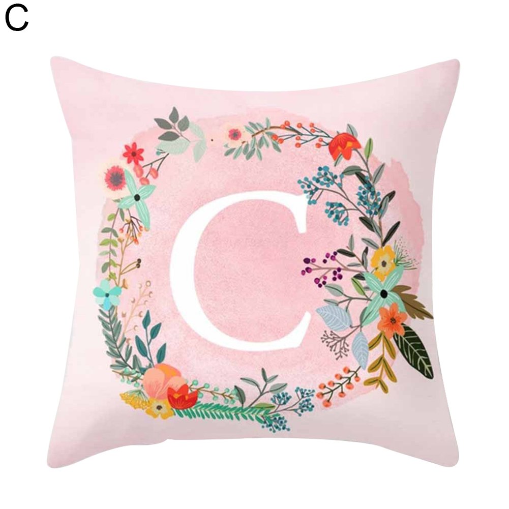 Pink Letters Pattern Throw Pillow Cover - Hypoallergenic & Wrinkle Resistant Cushion Case for Sofa, Bed, Home & Car Decor - Perfect for Living Room, Bedroom & Office Decorations