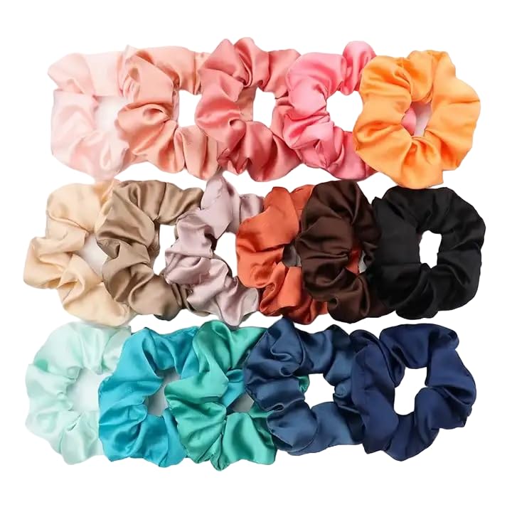 Black Sparrow Women's Hair Scrunchies - Soft Ponytail Holders & Hair Ties for Women & Girls, Anti-Hair Breakage, Combo Pack of 12 Colorful Hair Accessories (Multicolor) - Perfect for Workouts, Office, School & Everyday Styling