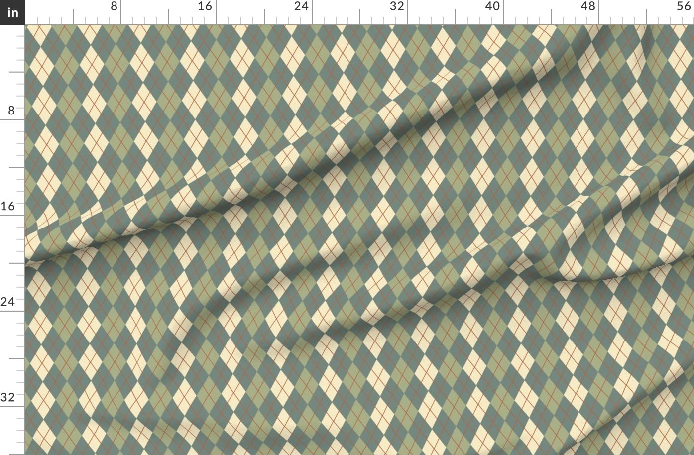 Argyle Green Plaid Tartan Printed Fleece Fabric by The Yard - Soft & Cozy Material for Sewing Blankets, Loungewear, DIY No-Sew Projects - Perfect for Home Decor, Baby Clothes & Crafting