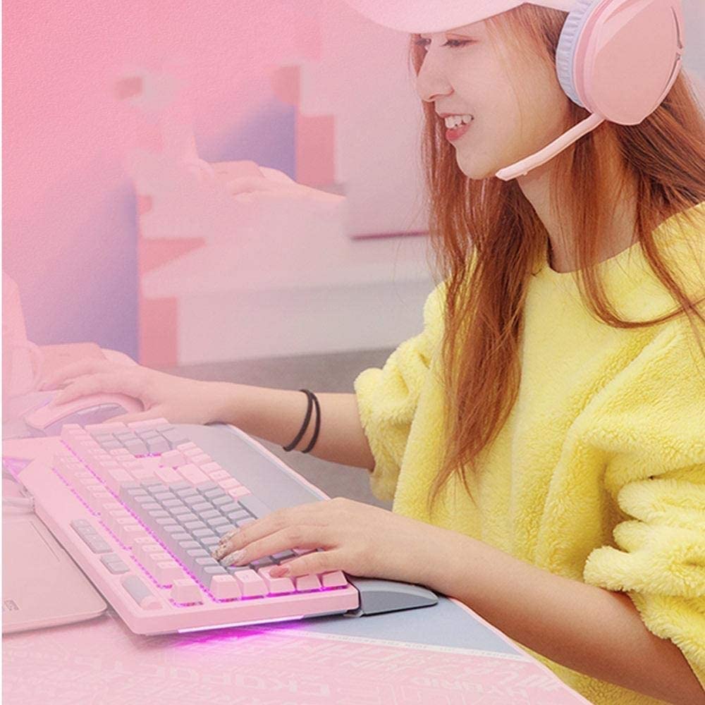 Pink Gaming Keyboard and Mouse Combo - Mechanical Keyboard with RGB Backlight, Wired Gaming Mouse, Mouse Pad - Perfect for PC Gaming, Streaming & Office Work (Color: Pink)