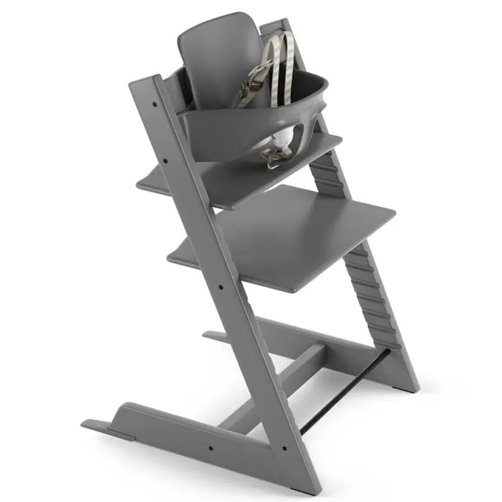 Stokke Tripp Trapp Baby High Chair Set - Adjustable Wooden Chair with Safety Harness, Storm Grey | Perfect for Newborns to Toddlers | Ideal for Dining, Feeding & Playtime