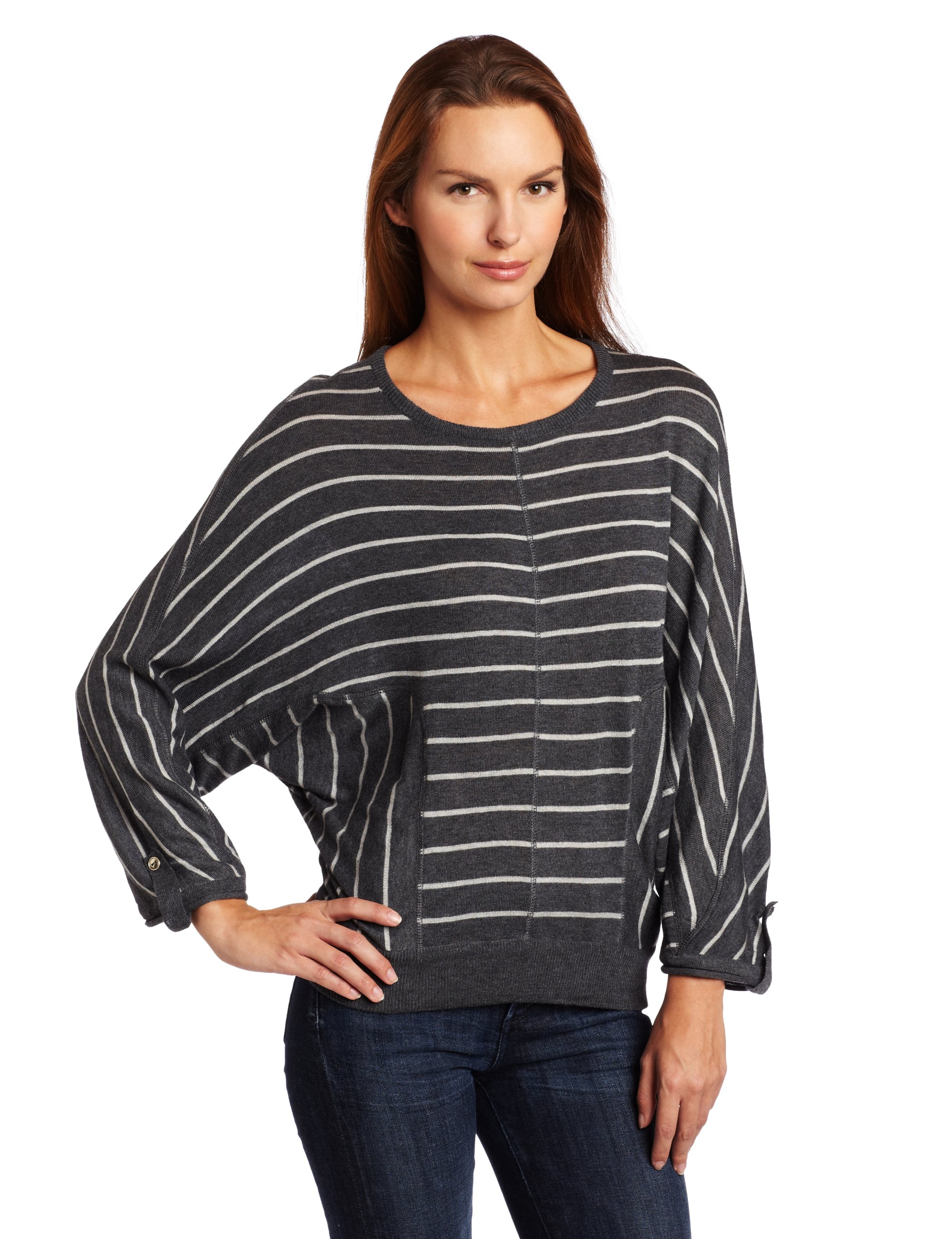 525 America Women's Striped Boxy Pullover Sweater - Cozy Casual Knit Top for Fall & Winter | Perfect for Office, Weekend Outings & Holiday Gatherings