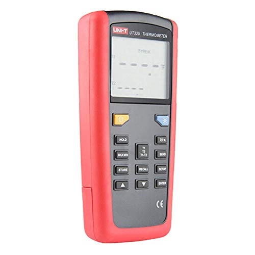 UT325 Digital Thermometer with USB Interface - Dual Input T1-T2, High/Low Alarm & Auto Calibration - Perfect for Food Safety, HVAC, Lab & Industrial Temperature Monitoring