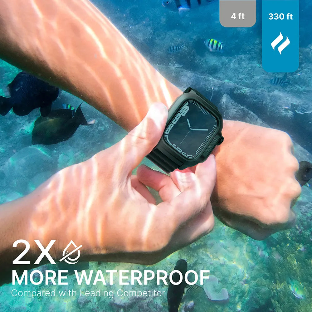 45mm 330ft Waterproof Case with Band for Apple Watch Series 9/8/7 - Durable Protection for Swimming, Diving & Outdoor Sports