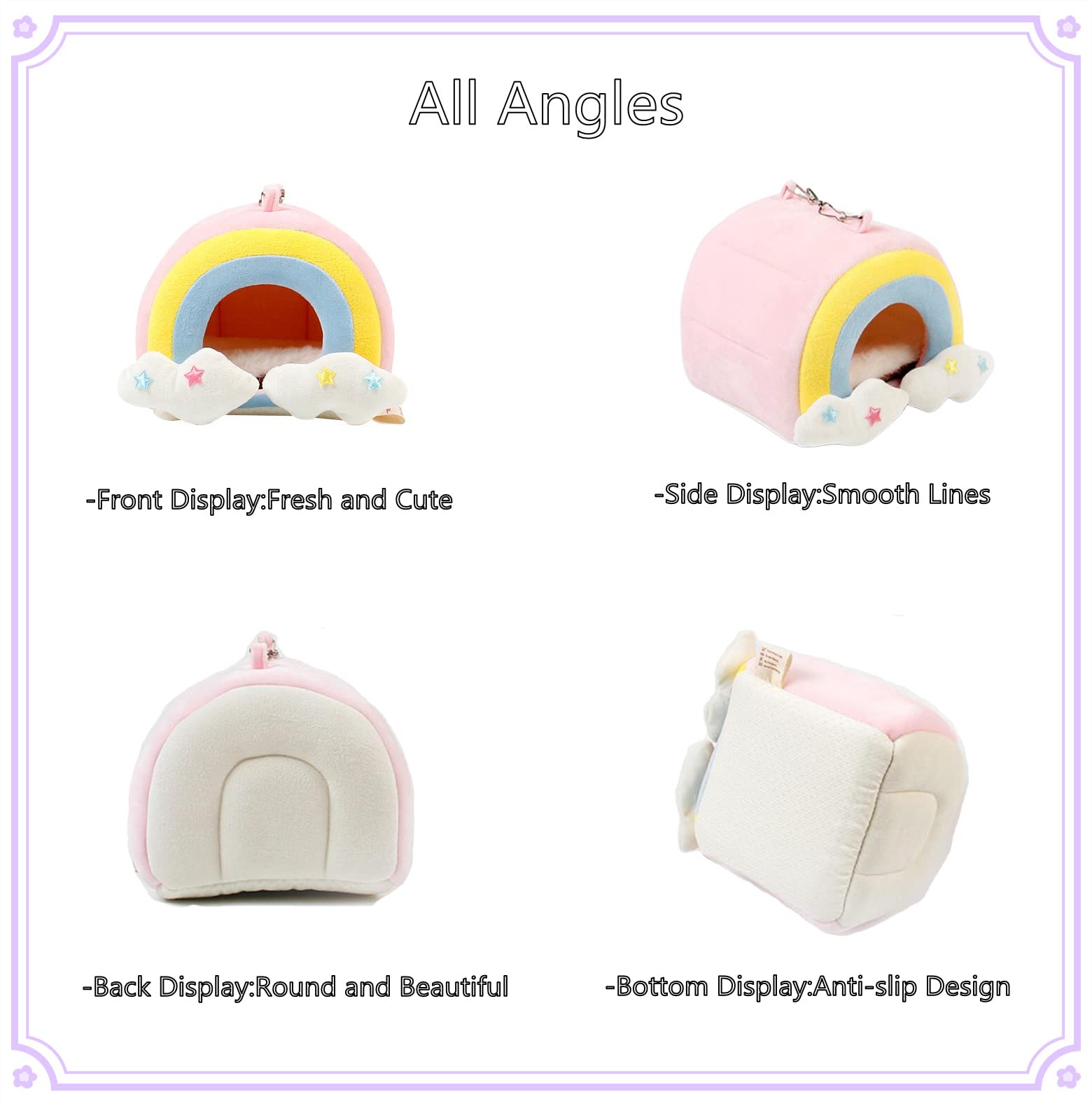 Rainbow Guinea Pig Bed - Warm & Comfortable Hangable Small Animal Bed for Hamsters, Mice, Gerbils - Perfect for Cages, Playtime & Cozy Napping