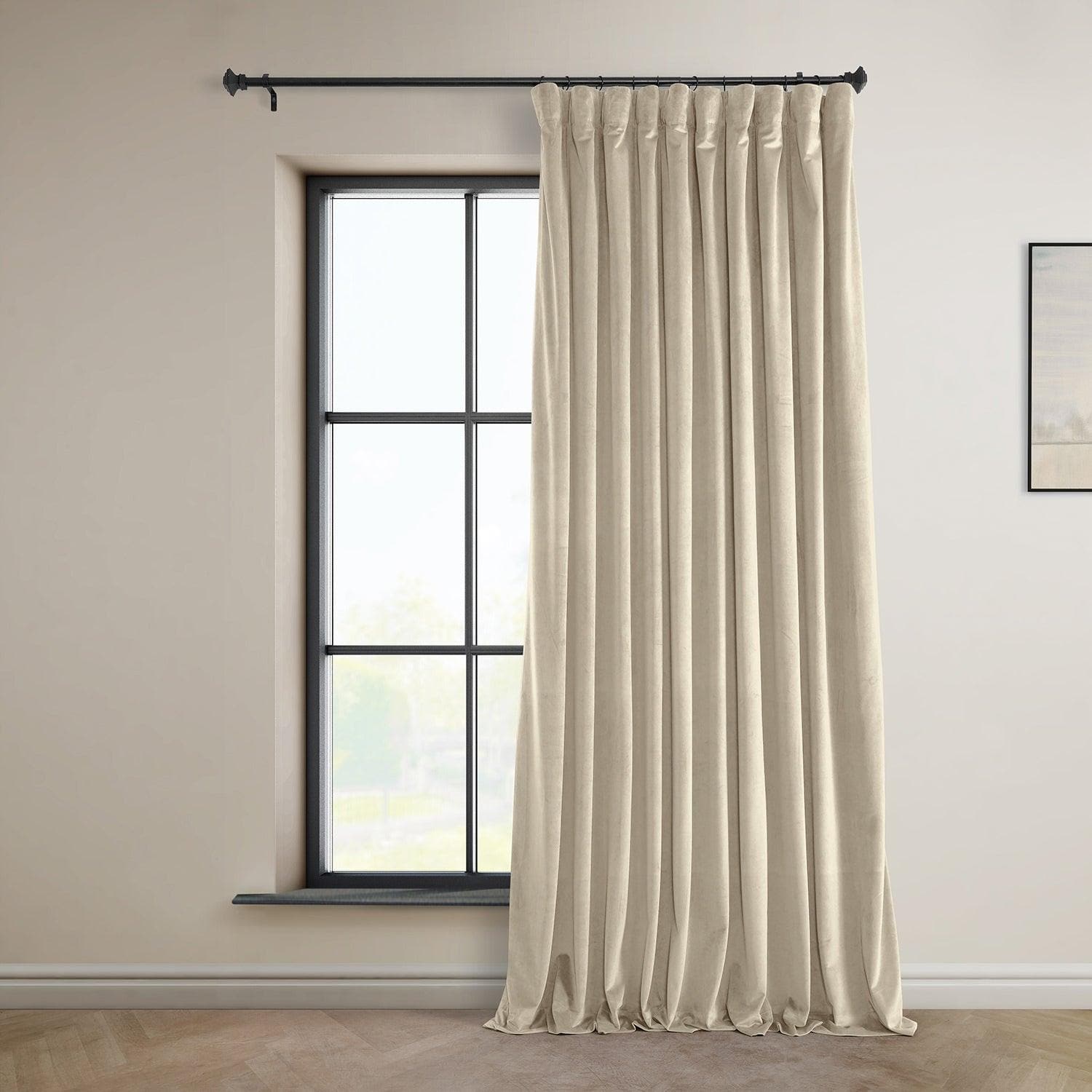 Luxury Angora Beige Extra Wide Plush Velvet Blackout Curtains for Bedroom & Living Room - Soundproof Thermal Insulated Drapes for Hotels, Home Theater, and Nursery