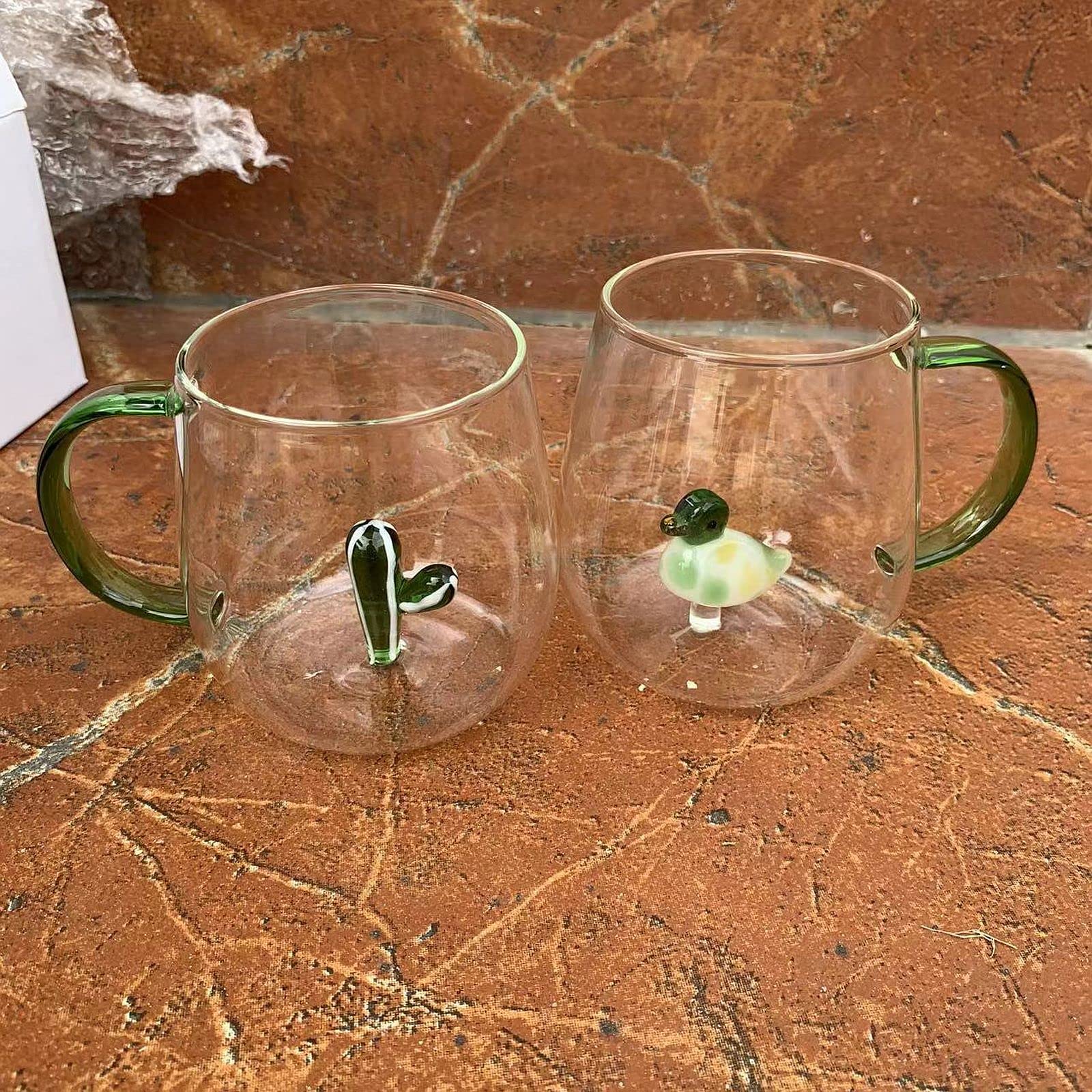 3D Crystal Glass Animal Plant Wishing Coffee Cup - Milk Chocolate Cappuccino Style, Unique Home & Office Decoration Gift (Cactus Design) | Perfect for Coffee Lovers, Housewarming Gifts & Desk Decor
