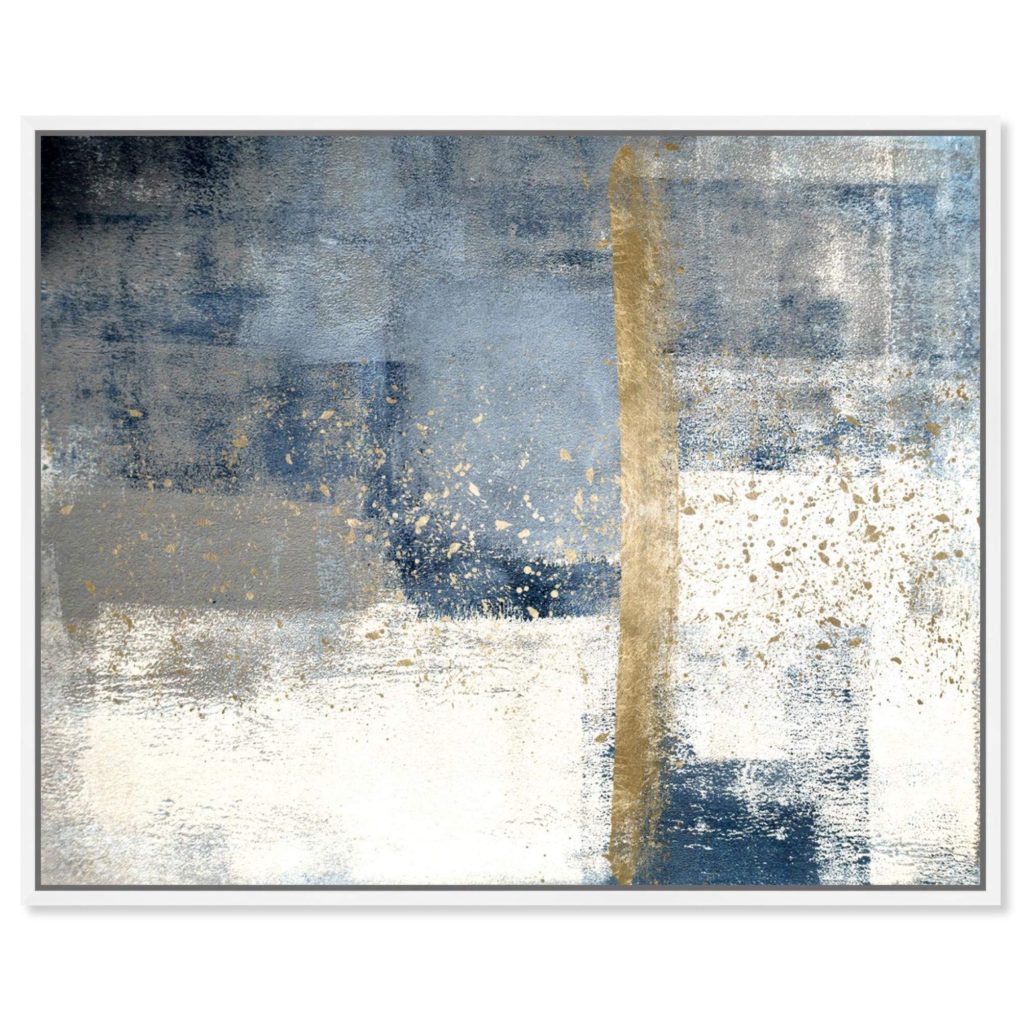 Abstract Framed Wall Art Canvas Print 'In The Mid Summer' - 36x45 Inches Blue & White Home Decor by Oliver Gal Artist Co. - Perfect for Living Room, Bedroom & Office Wall Decor