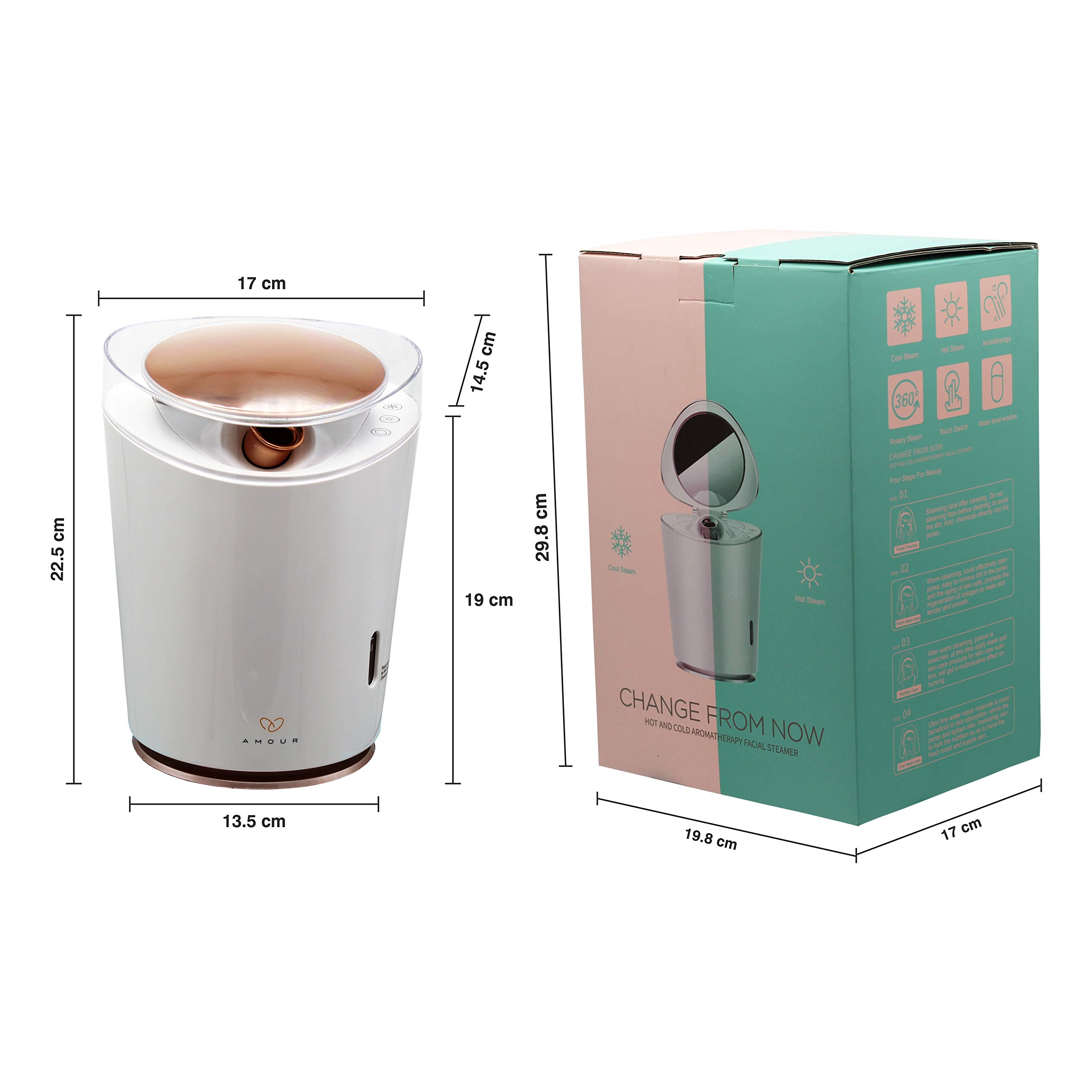 Professional 4-in-1 Nano Ionic Aromatherapy Facial Steamer - Hot & Cold Steam for Spa, Humidifier, Pore Cleansing & Blackhead Removal | Perfect for Home Spa, Salon Treatments & Skincare Routines