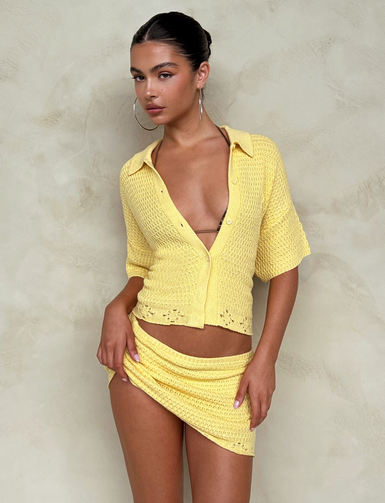 JANAI Women's Yellow Lemon Print Top - Casual Short Sleeve Blouse for Summer | Perfect for Beach Outings, Vacations & Daily Wear
