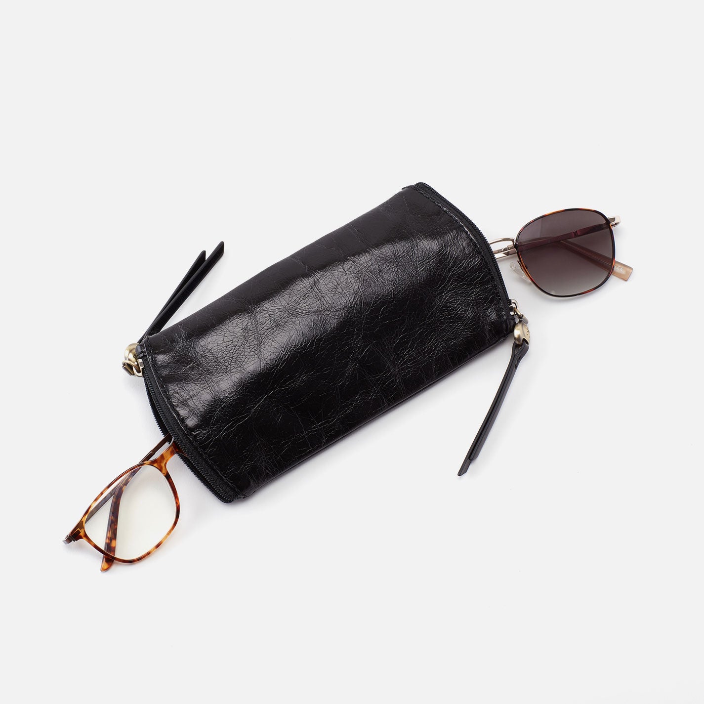 Premium Polished Leather Grenadine Spark Double Eyeglass Case - Stylish & Protective Eyewear Storage for Travel, Office & Everyday Use
