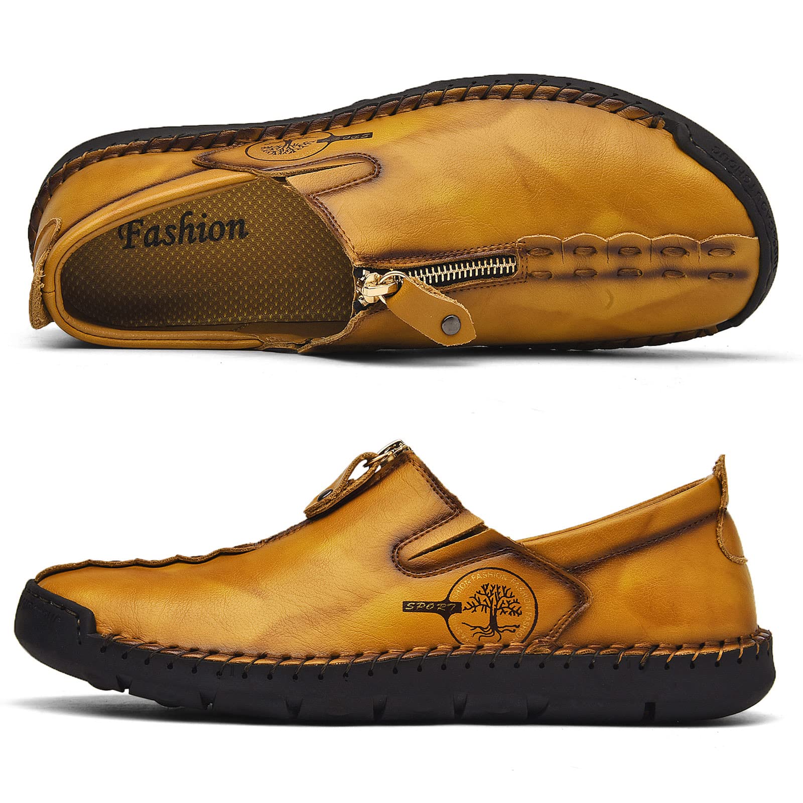 **Sharie Men's Casual Leather Slip-On Loafers - Breathable & Comfortable Walking Shoes for Men - Perfect for Office, Travel & Everyday Wear**