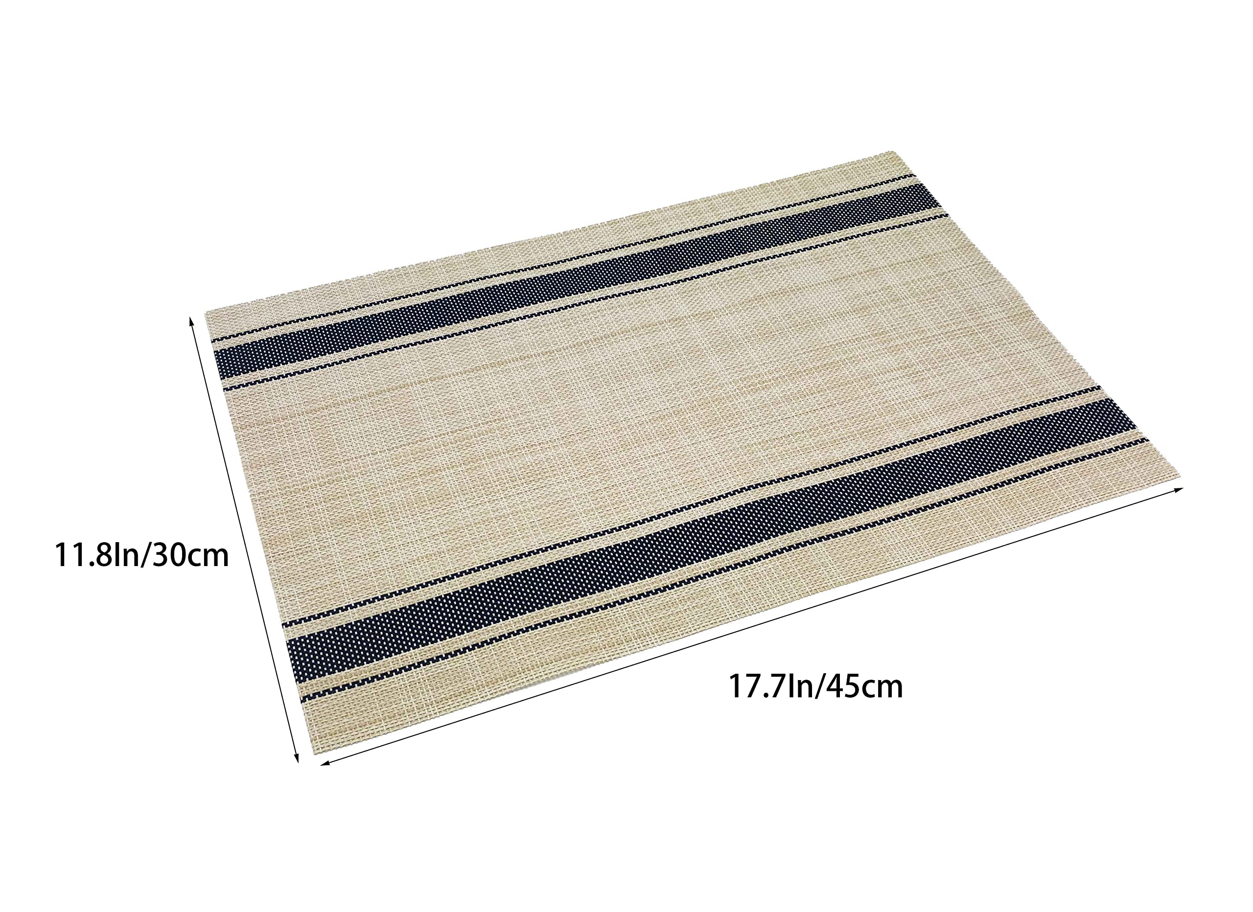 8-Piece Washable PVC Vinyl Placemats Set - Non-Slip Heat Resistant Table Mats for Kitchen & Dining Room - Blue Tableware Accessories - Perfect for Everyday Meals, Dinner Parties and Holiday Gatherings