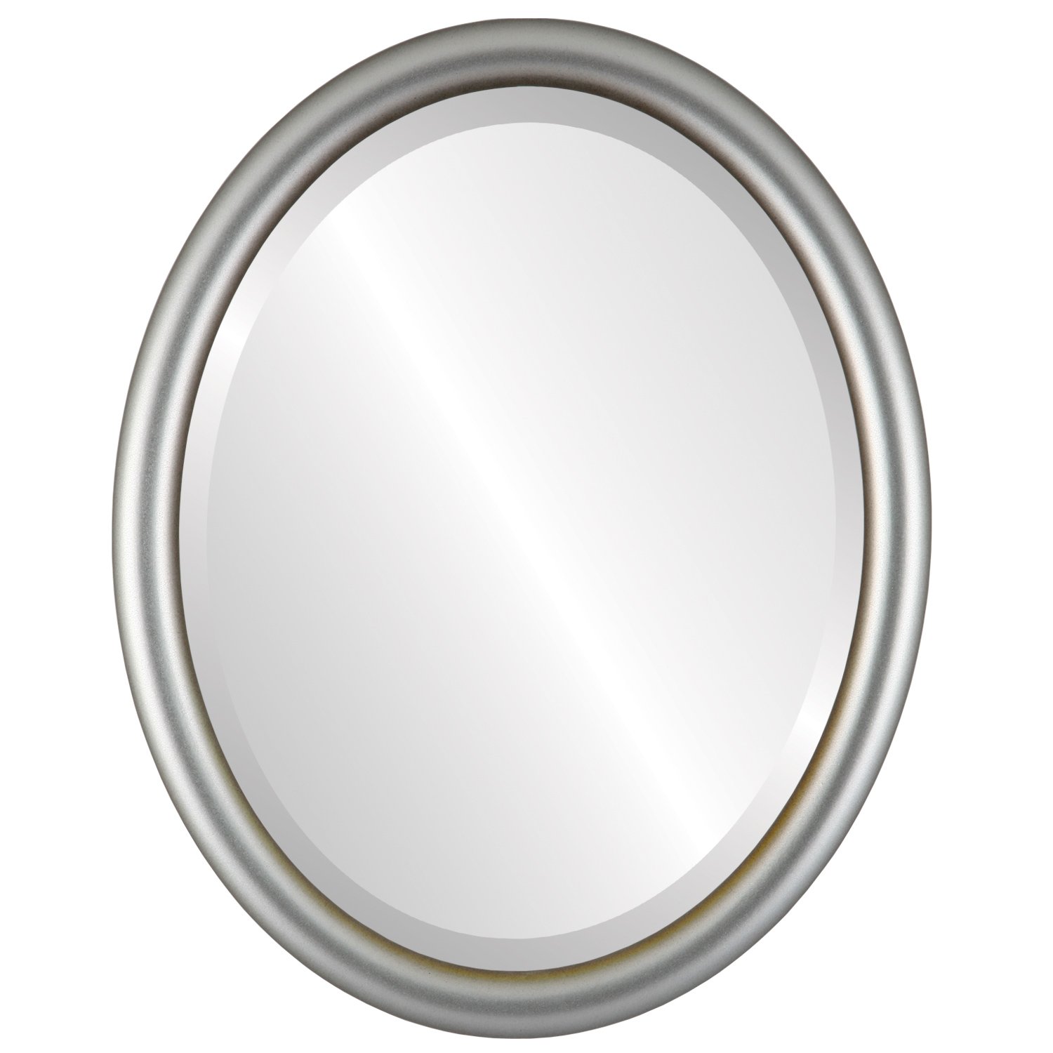 Oval Wooden Beveled Wall Mirror - Silver Frame 14x18 Inches - Elegant Home Decor for Bathroom, Vanity, Bedroom, Living Room & Hallway - Perfect for Makeup, Selfie & Interior Design